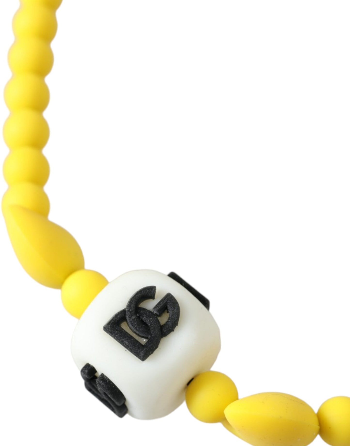 Dolce & Gabbana Yellow Beaded Chain DG Logo Charm Necklace