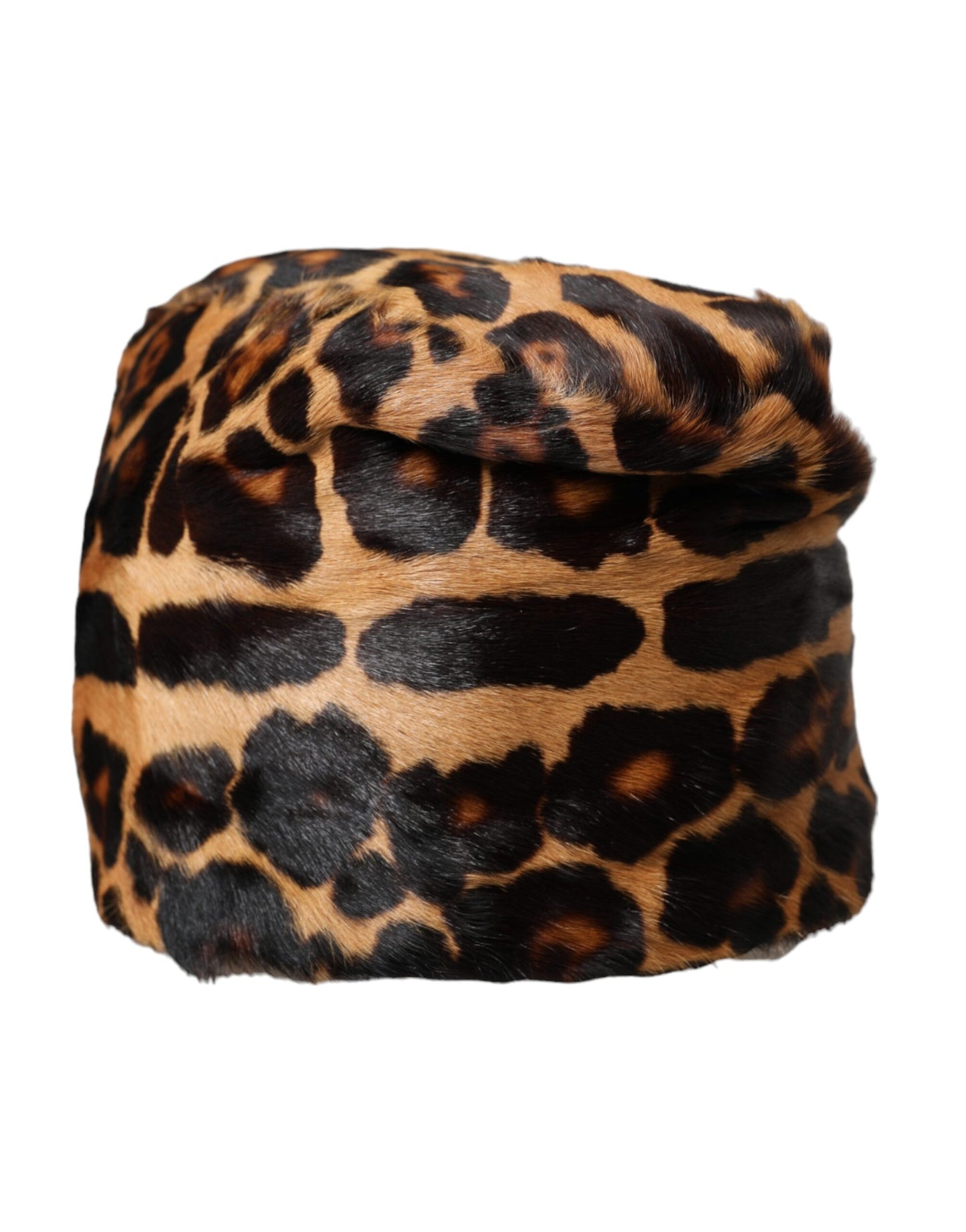 Dolce & Gabbana Brown Leopard Fur Women Bucket Hat 58CM / M