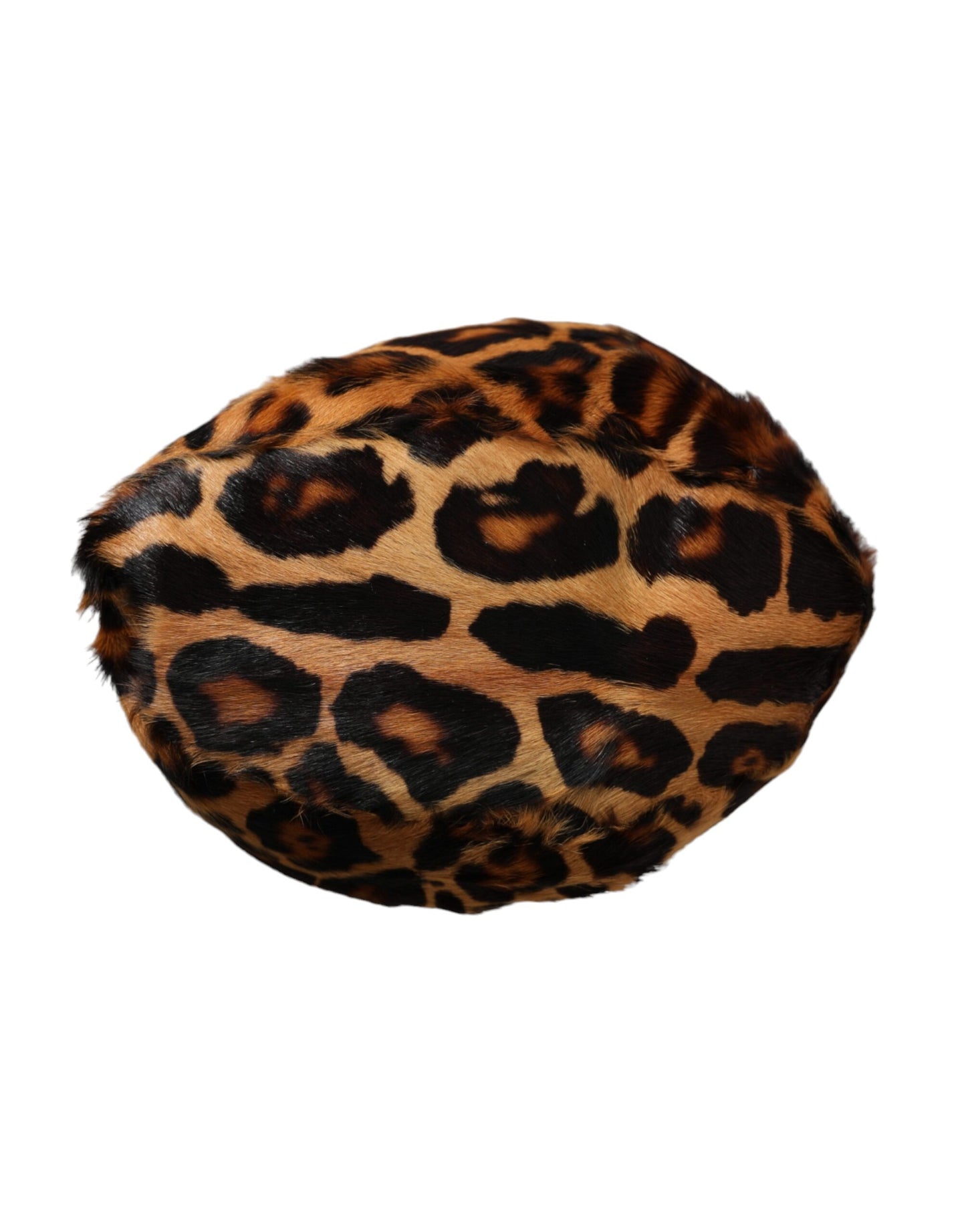 Dolce & Gabbana Brown Leopard Fur Women Bucket Hat 58CM / M