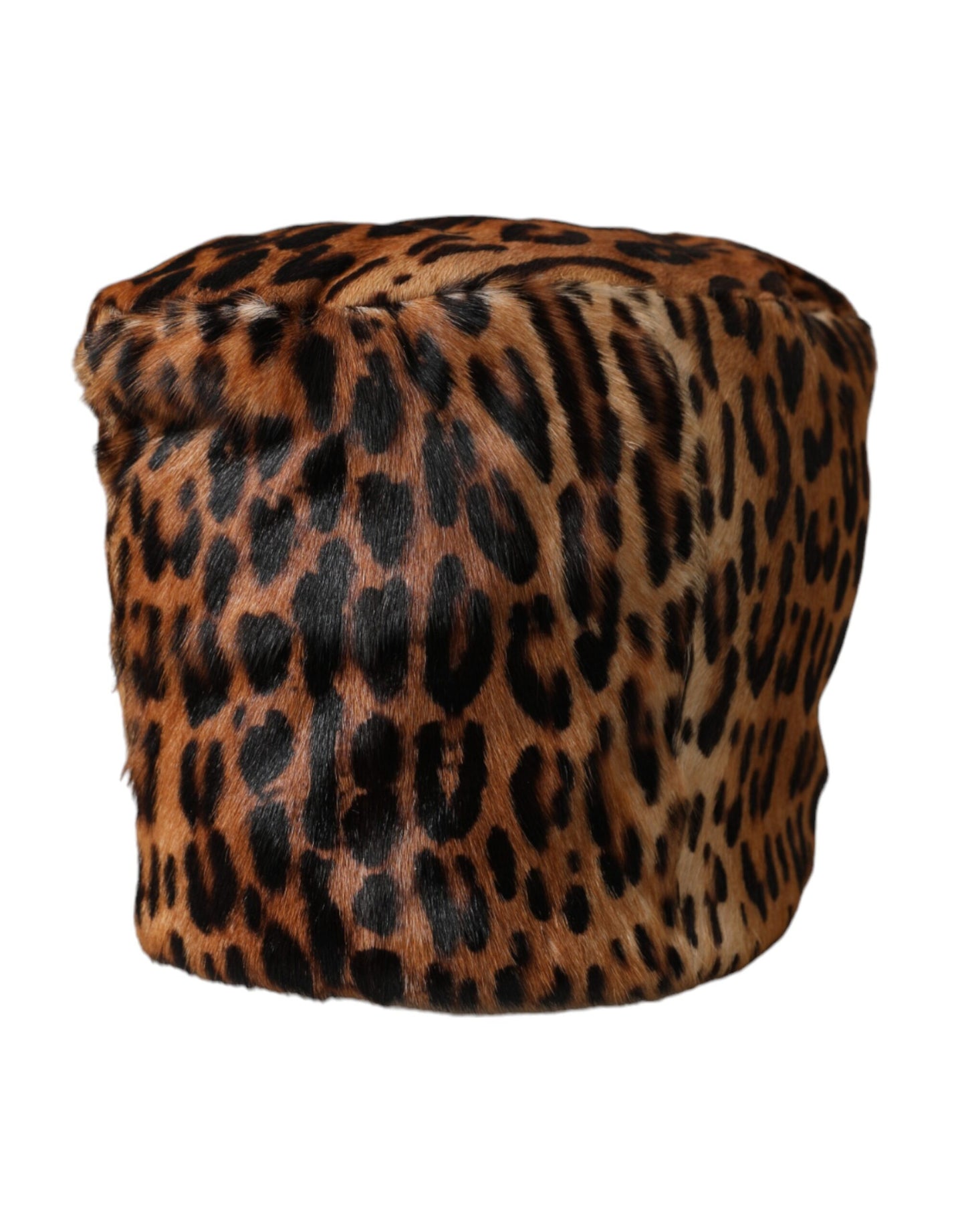 Dolce & Gabbana Brown Leopard Fur Women Bucket Hat 56CM / XS