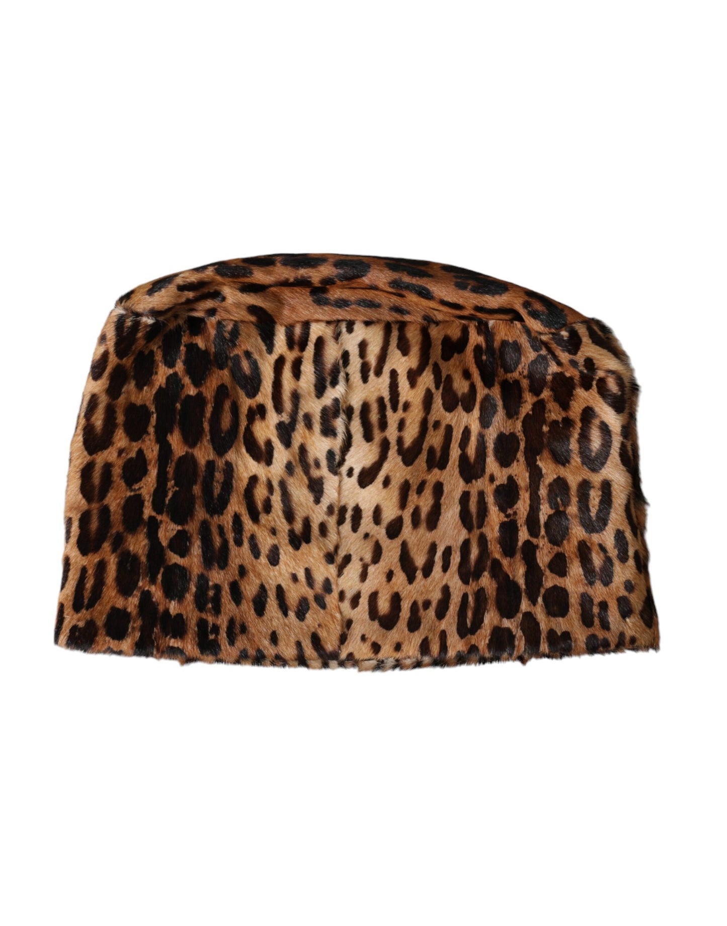 Dolce & Gabbana Brown Leopard Fur Women Bucket Hat 56CM / XS