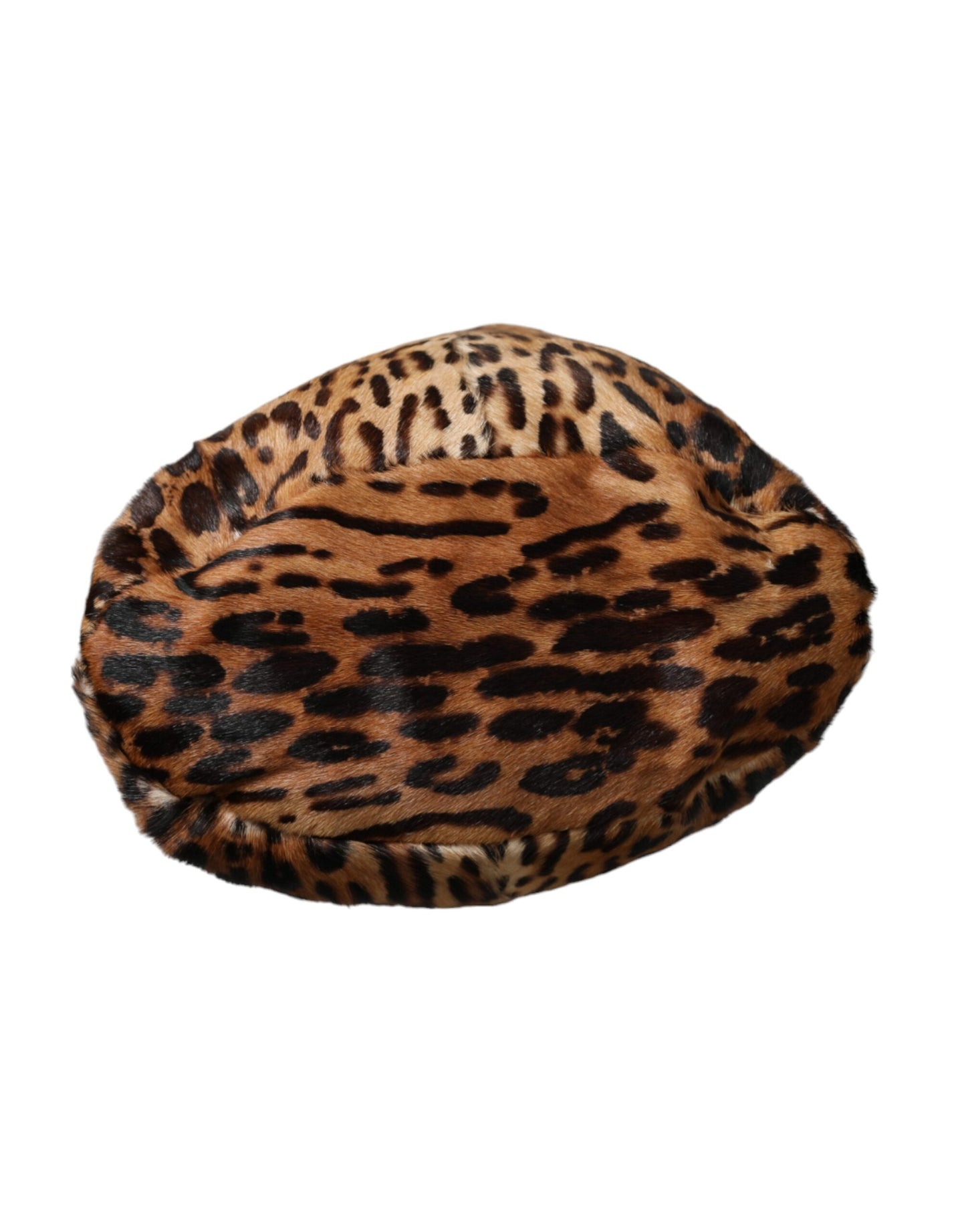 Dolce & Gabbana Brown Leopard Fur Women Bucket Hat 56CM / XS