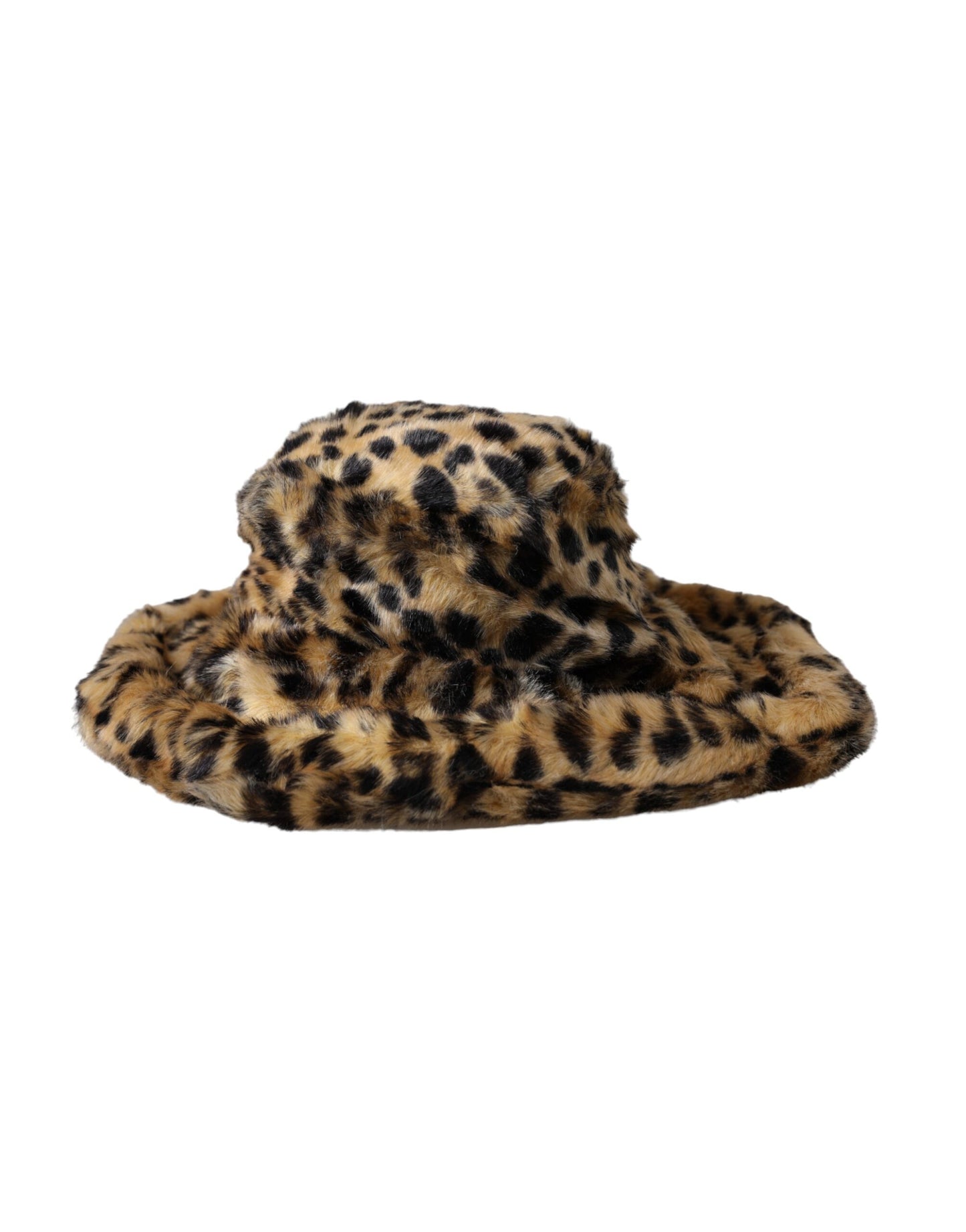 Dolce & Gabbana Brown Leopard Fur Women Bucket Hat 57CM / S