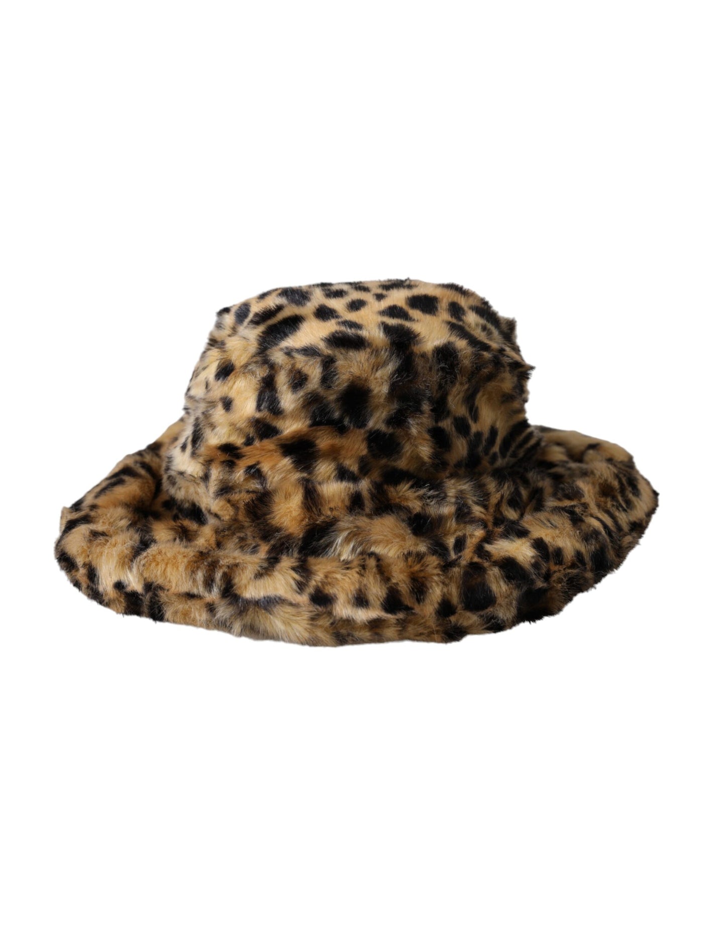 Dolce & Gabbana Brown Leopard Fur Women Bucket Hat 57CM / S