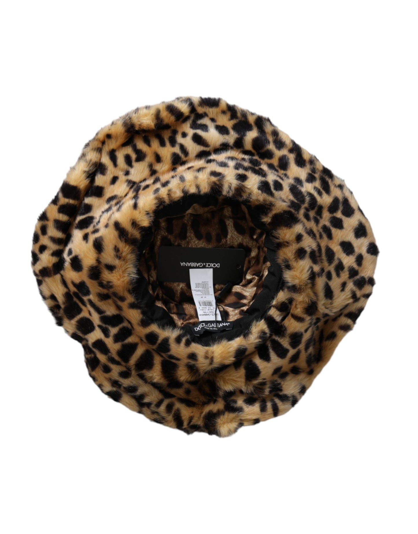 Dolce & Gabbana Brown Leopard Fur Women Bucket Hat 57CM / S