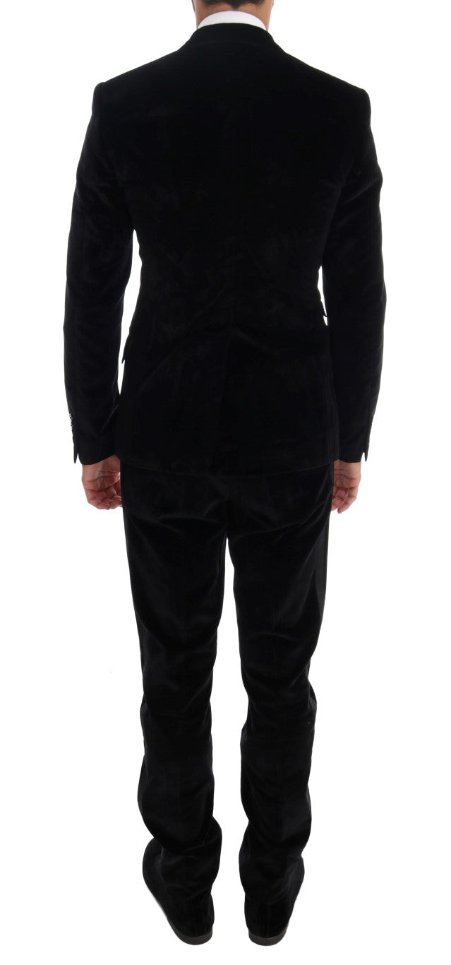 Dolce & Gabbana Elegant Black Slim Fit Three-Piece Suit IT44 / XS