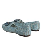 Dolce & Gabbana Blue Lace Crystal Ballet Flats Loafers Shoes  EU39 / US8.5