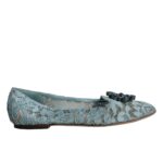 Dolce & Gabbana Blue Lace Crystal Ballet Flats Loafers Shoes  EU39 / US8.5