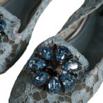 Dolce & Gabbana Blue Lace Crystal Ballet Flats Loafers Shoes  EU39 / US8.5