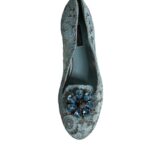 Dolce & Gabbana Blue Lace Crystal Ballet Flats Loafers Shoes  EU39 / US8.5