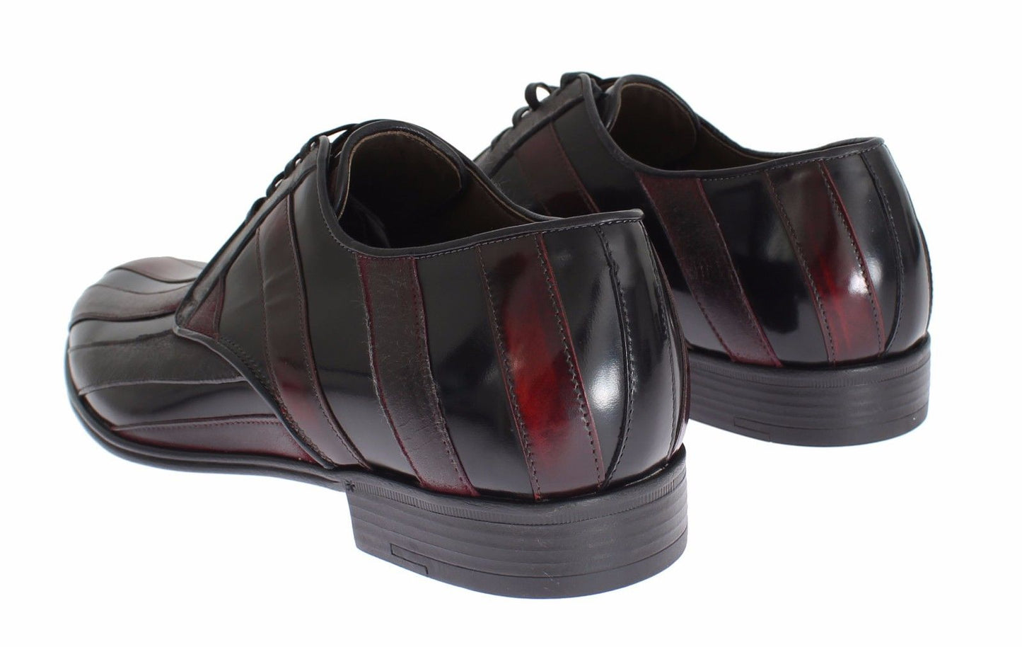 Dolce & Gabbana Elegant Black Bordeaux Striped Leather Dress Shoes EU39.5 / US6.5