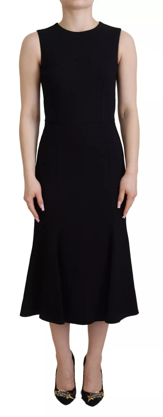 Dolce & Gabbana Black Dress Sheath Flare Viscose Dress IT36 / XXS