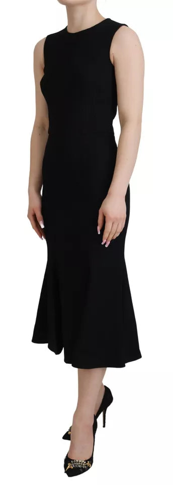 Dolce & Gabbana Black Dress Sheath Flare Viscose Dress IT36 / XXS