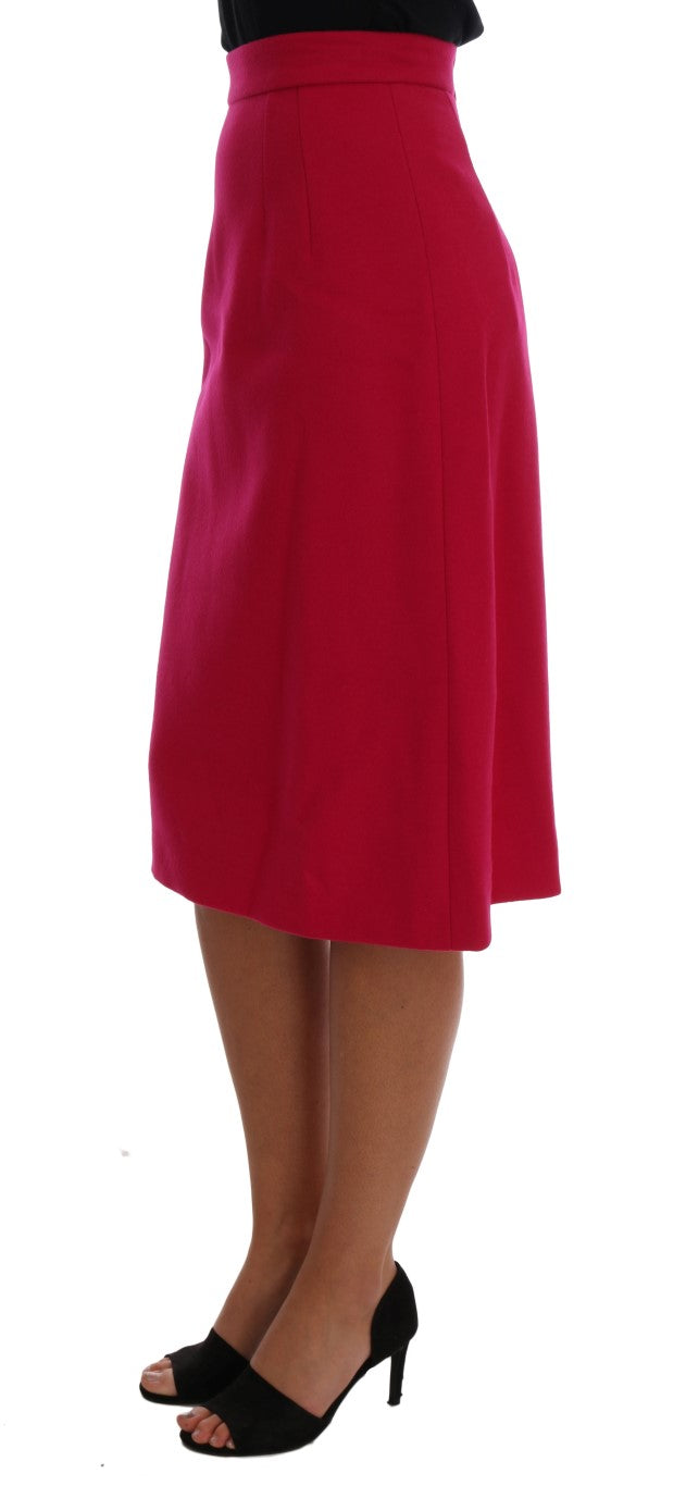 Dolce & Gabbana Elegant Pink Wool A-Line Knee-Length Skirt IT36 / XS