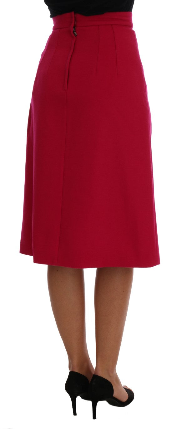 Dolce & Gabbana Elegant Pink Wool A-Line Knee-Length Skirt IT36 / XS