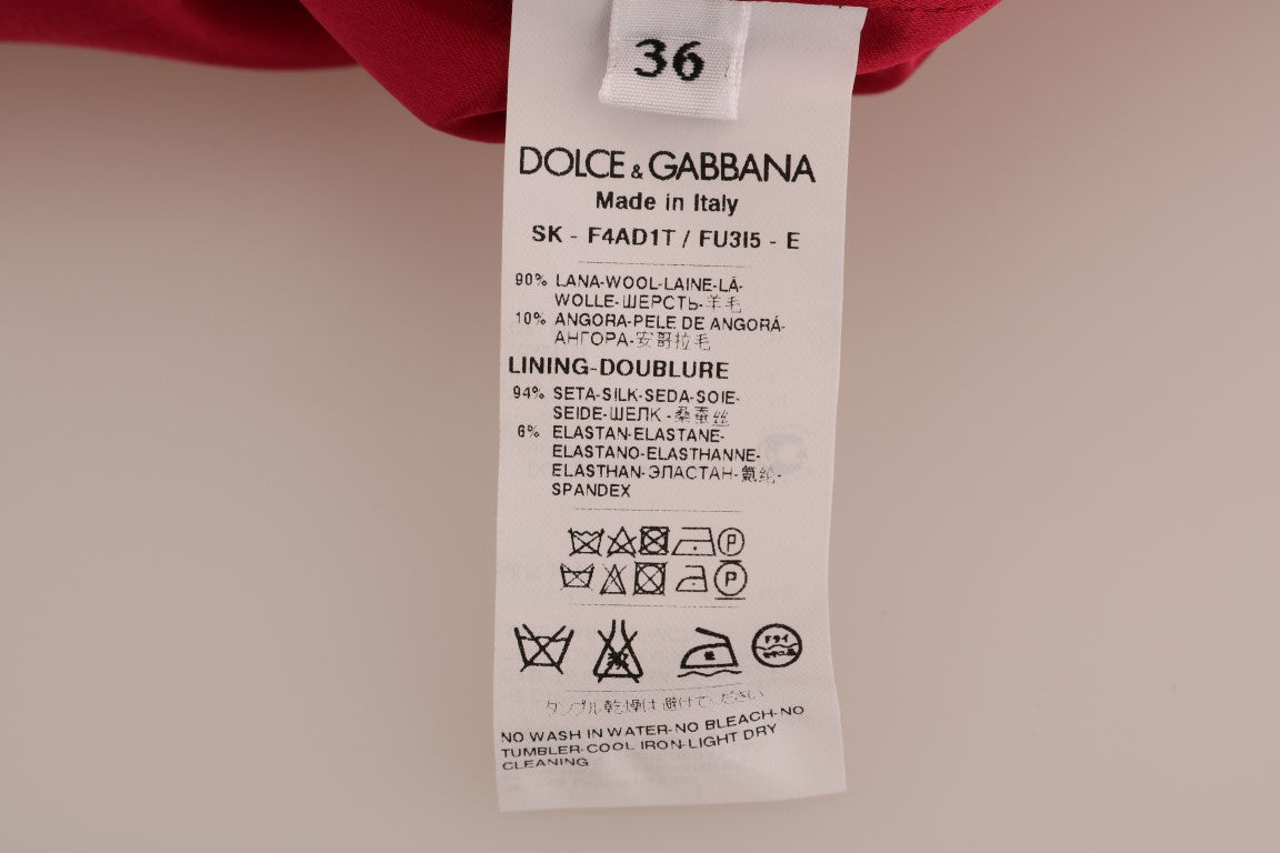 Dolce & Gabbana Elegant Pink Wool A-Line Knee-Length Skirt IT36 / XS