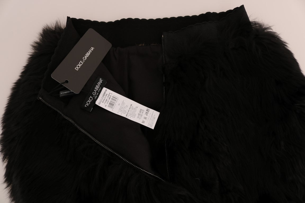 Dolce & Gabbana Exquisite Black Mink Fur Mini Shorts IT40 | S