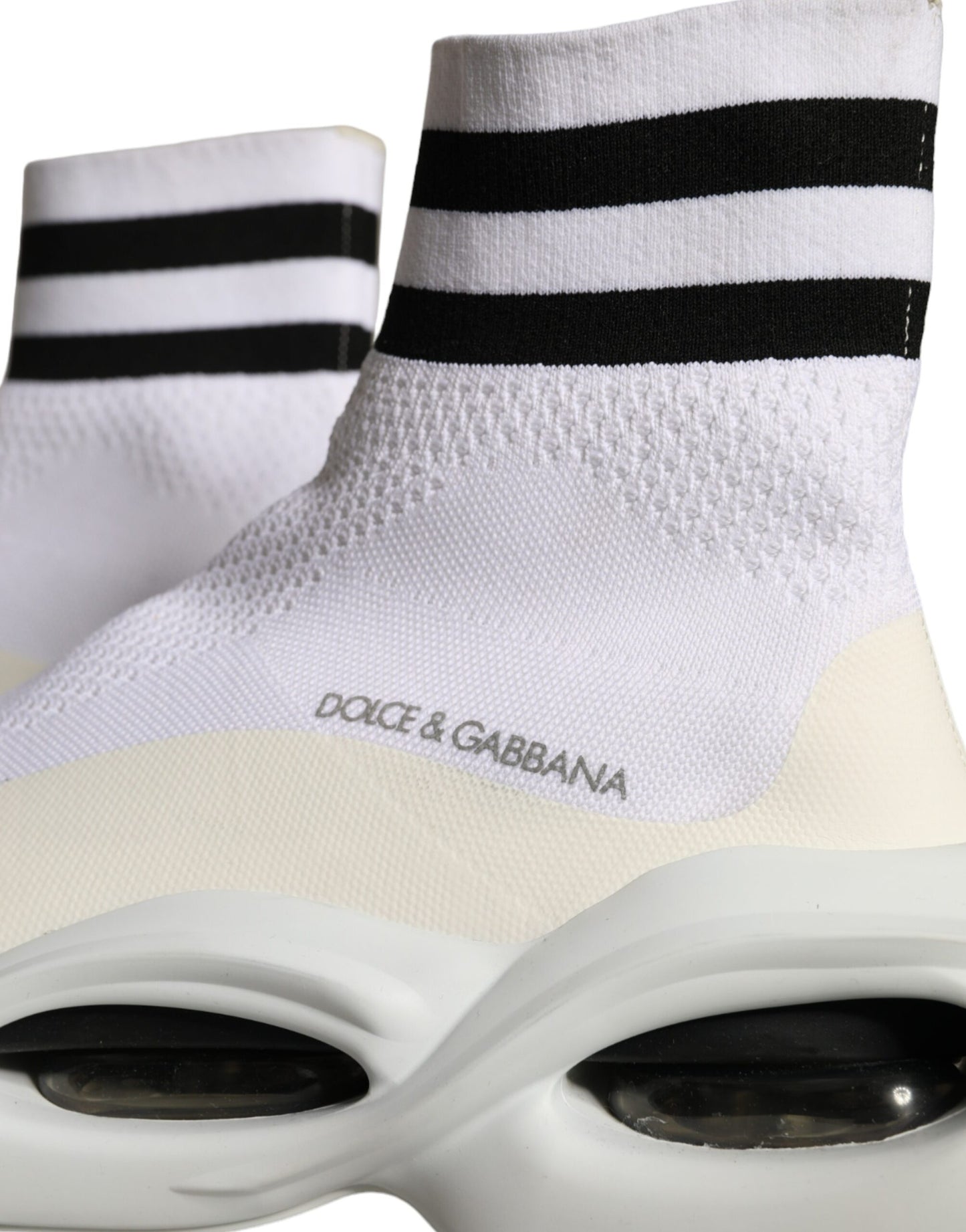 Dolce & Gabbana White Black Slip On Wave Socks Sneakers Shoes EU44 / US11