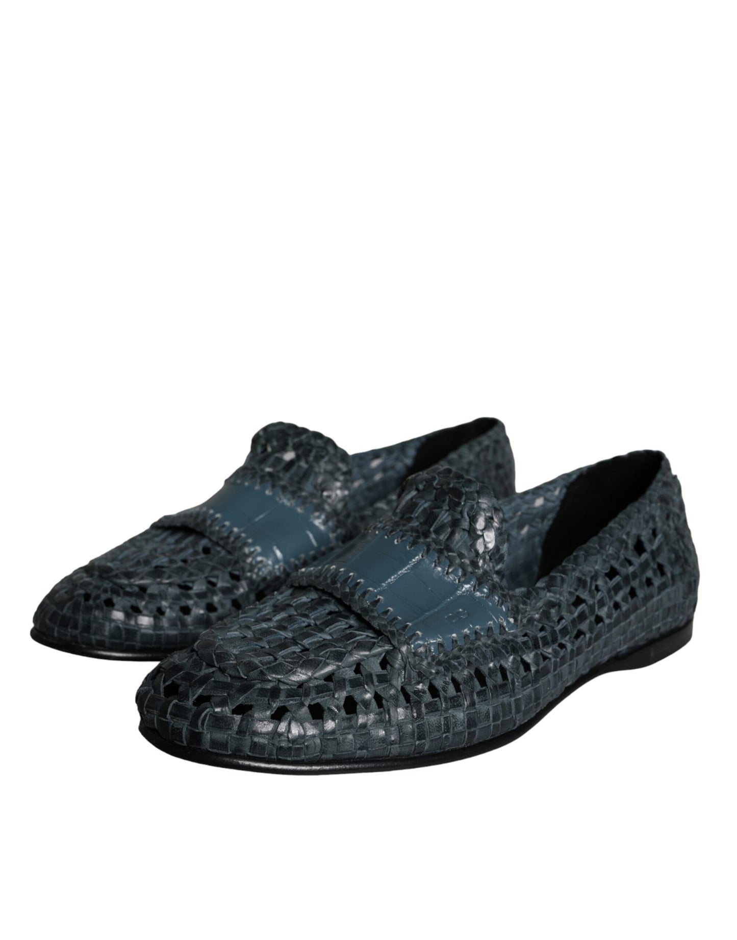 Dolce & Gabbana Blue Woven Leather Slip On Loafers Men Shoes EU40 / US7