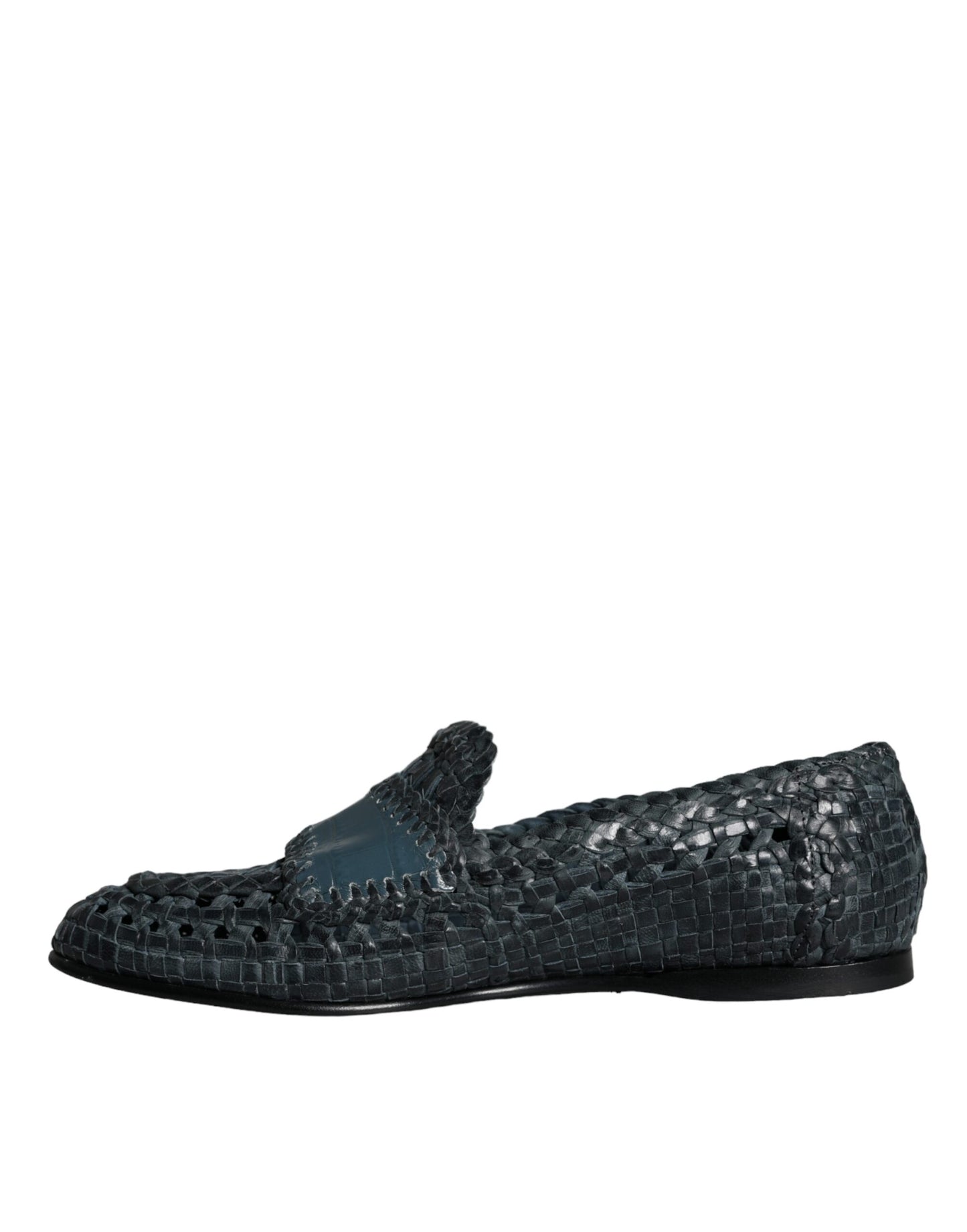 Dolce & Gabbana Blue Woven Leather Slip On Loafers Men Shoes EU40 / US7