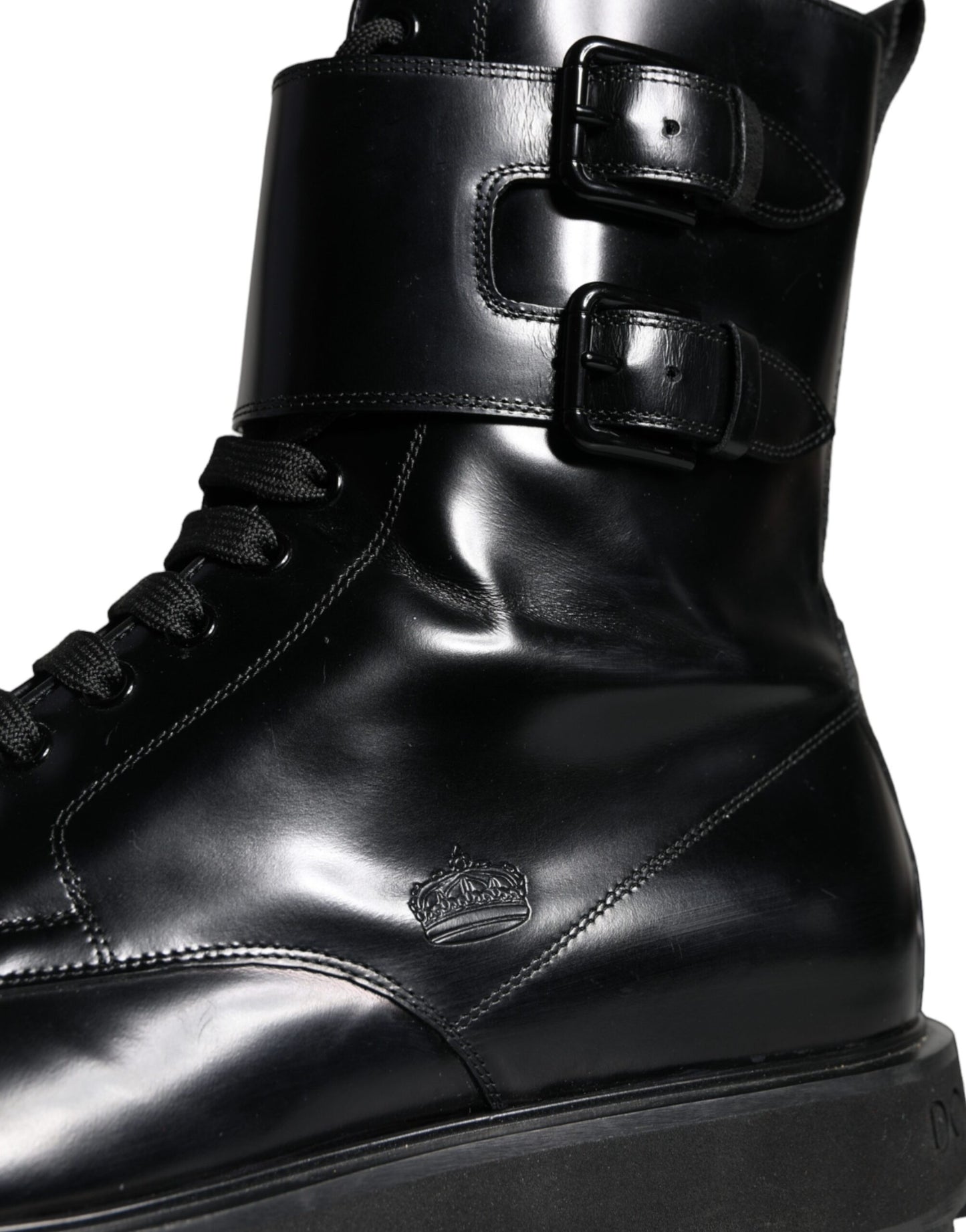 Dolce & Gabbana Black Leather Lace Up Men Mid Calf Boots Shoes EU44 / US11