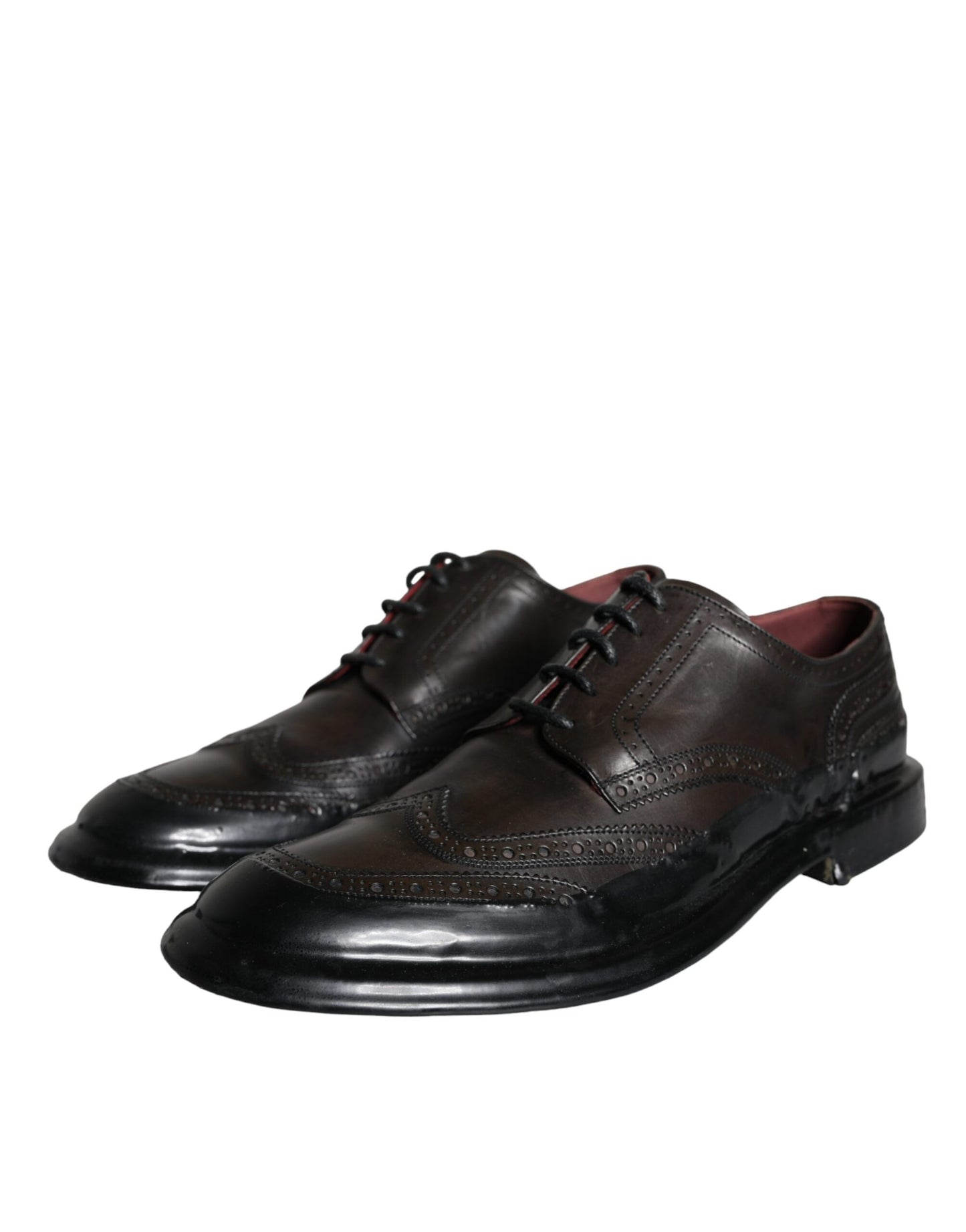 Dolce & Gabbana Black Leather Oxford Wingtip Formal Men Shoes EU42 / US9