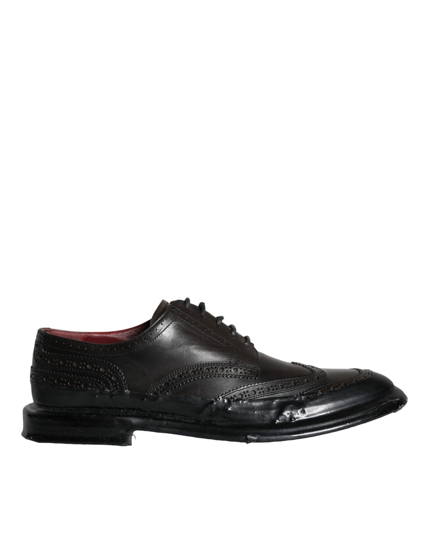 Dolce & Gabbana Black Leather Oxford Wingtip Formal Men Shoes EU42 / US9