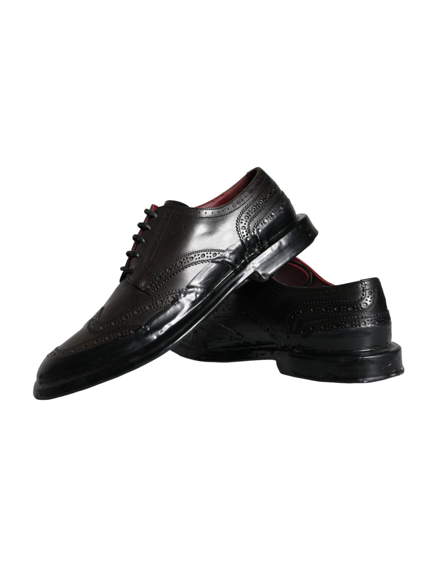 Dolce & Gabbana Black Leather Oxford Wingtip Formal Men Shoes EU42 / US9