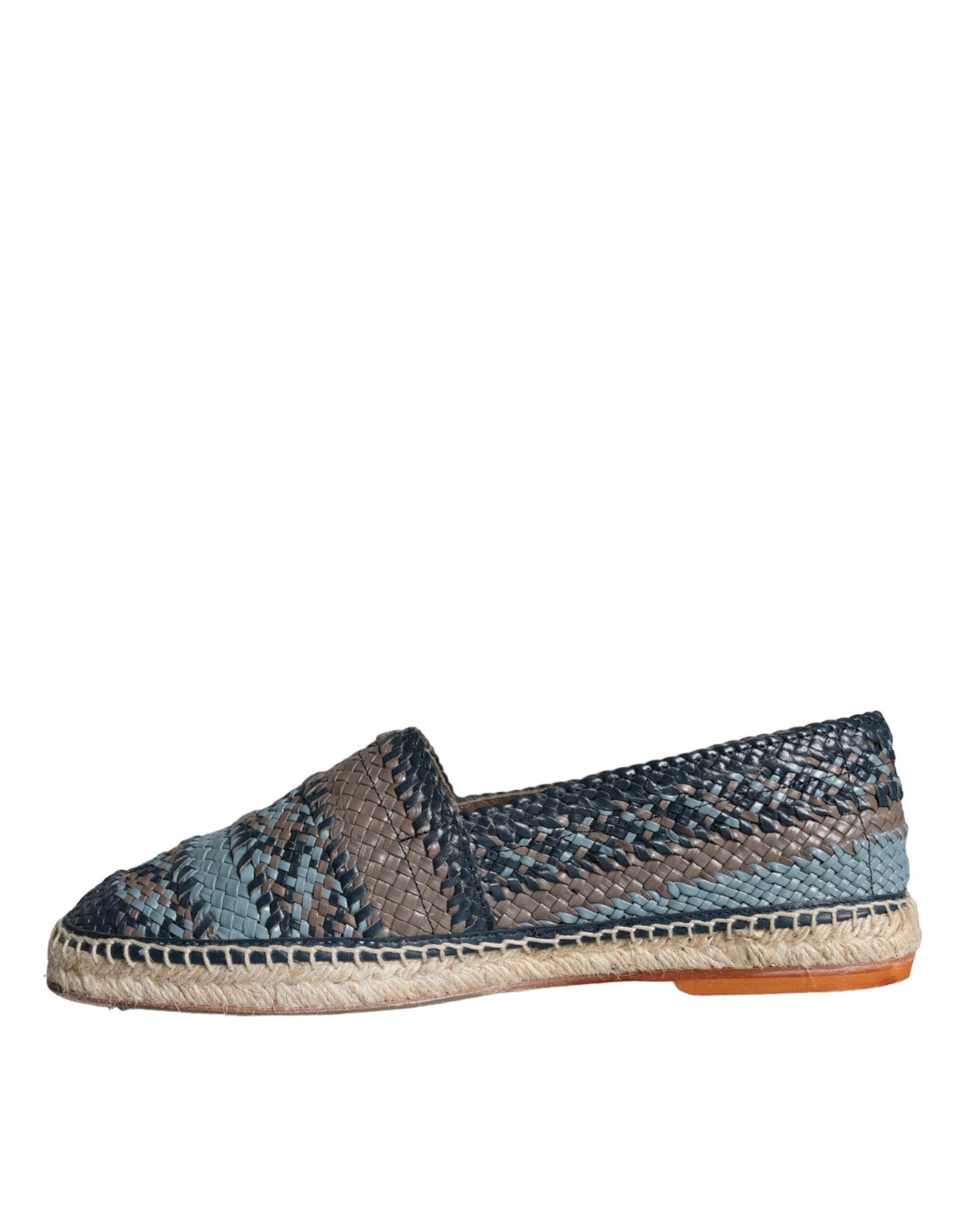 Dolce & Gabbana Blue Gray Woven Leather Buffalo Espadrille Shoes EU42 / US9