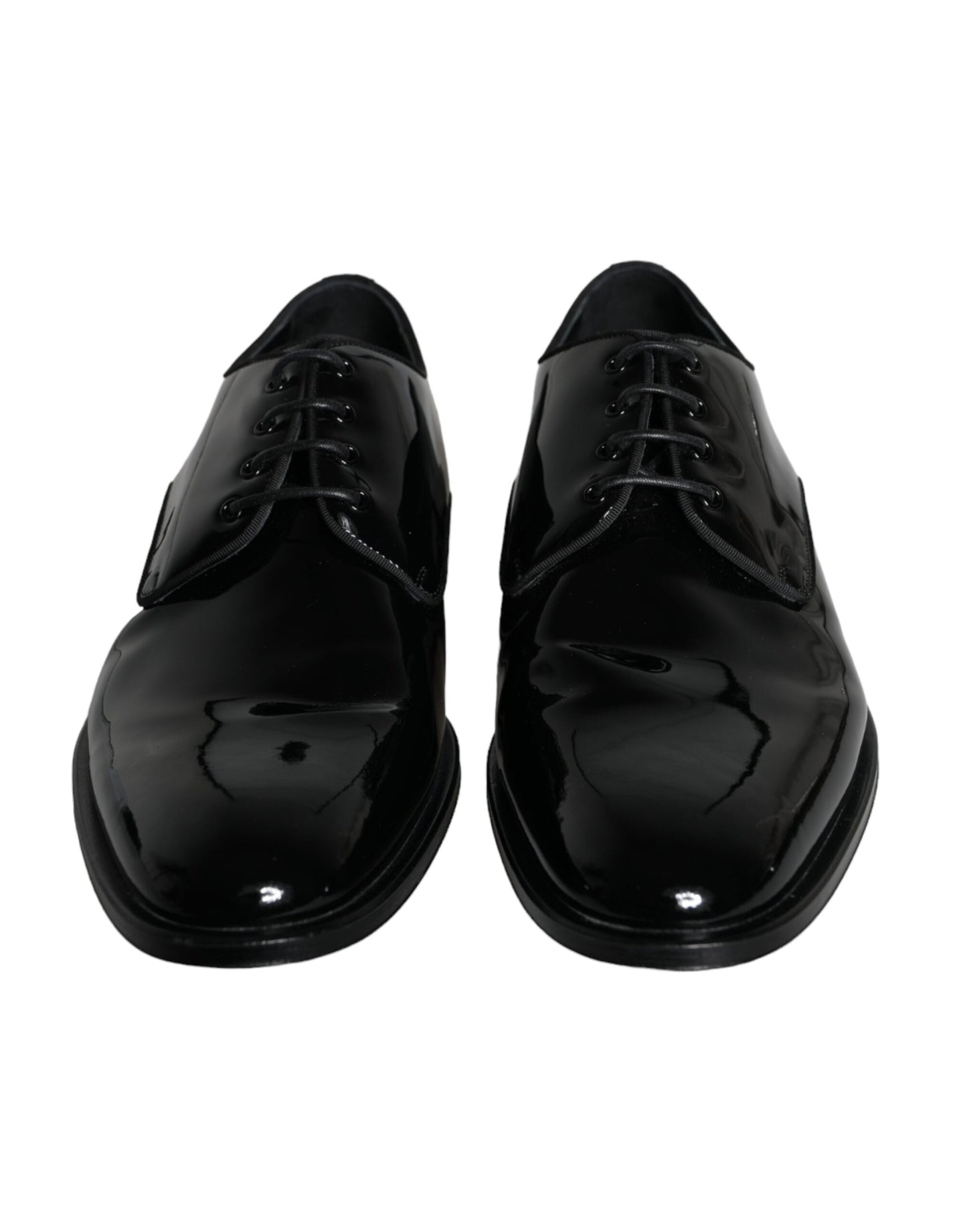 Dolce & Gabbana Black Calfskin Leather Derby Men Dress Shoes EU45 / US12