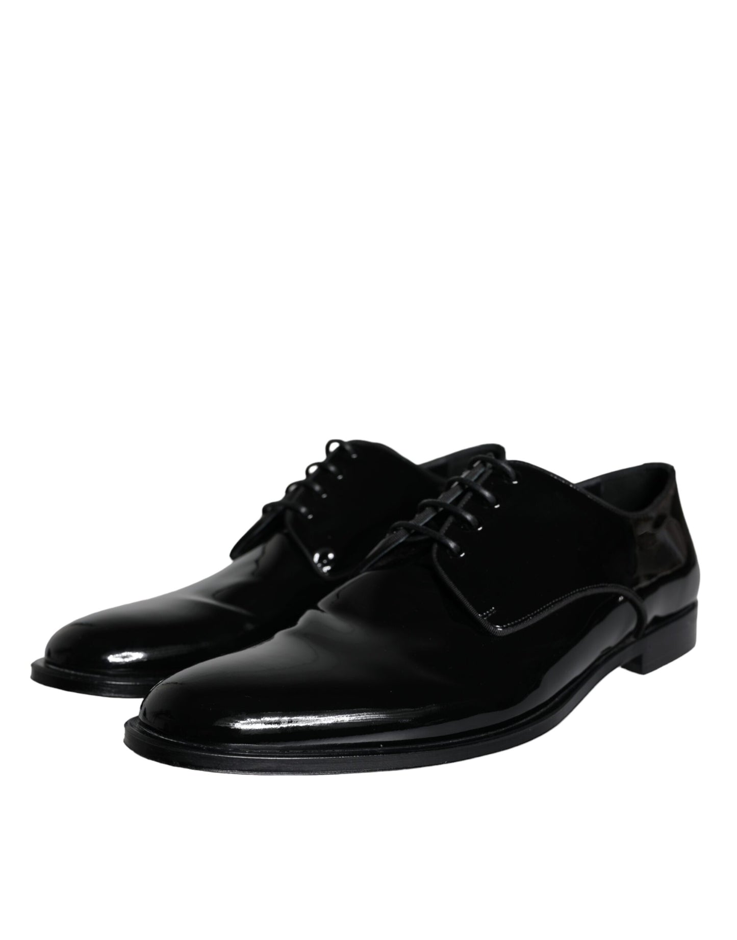 Dolce & Gabbana Black Calfskin Leather Derby Men Dress Shoes EU45 / US12