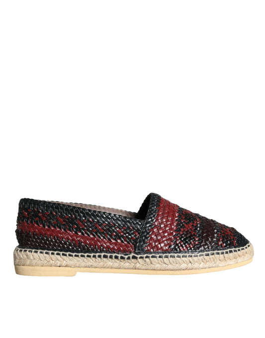 Dolce & Gabbana Black Maroon Woven Leather Buffalo Men Espadrille Shoes EU42 / US9