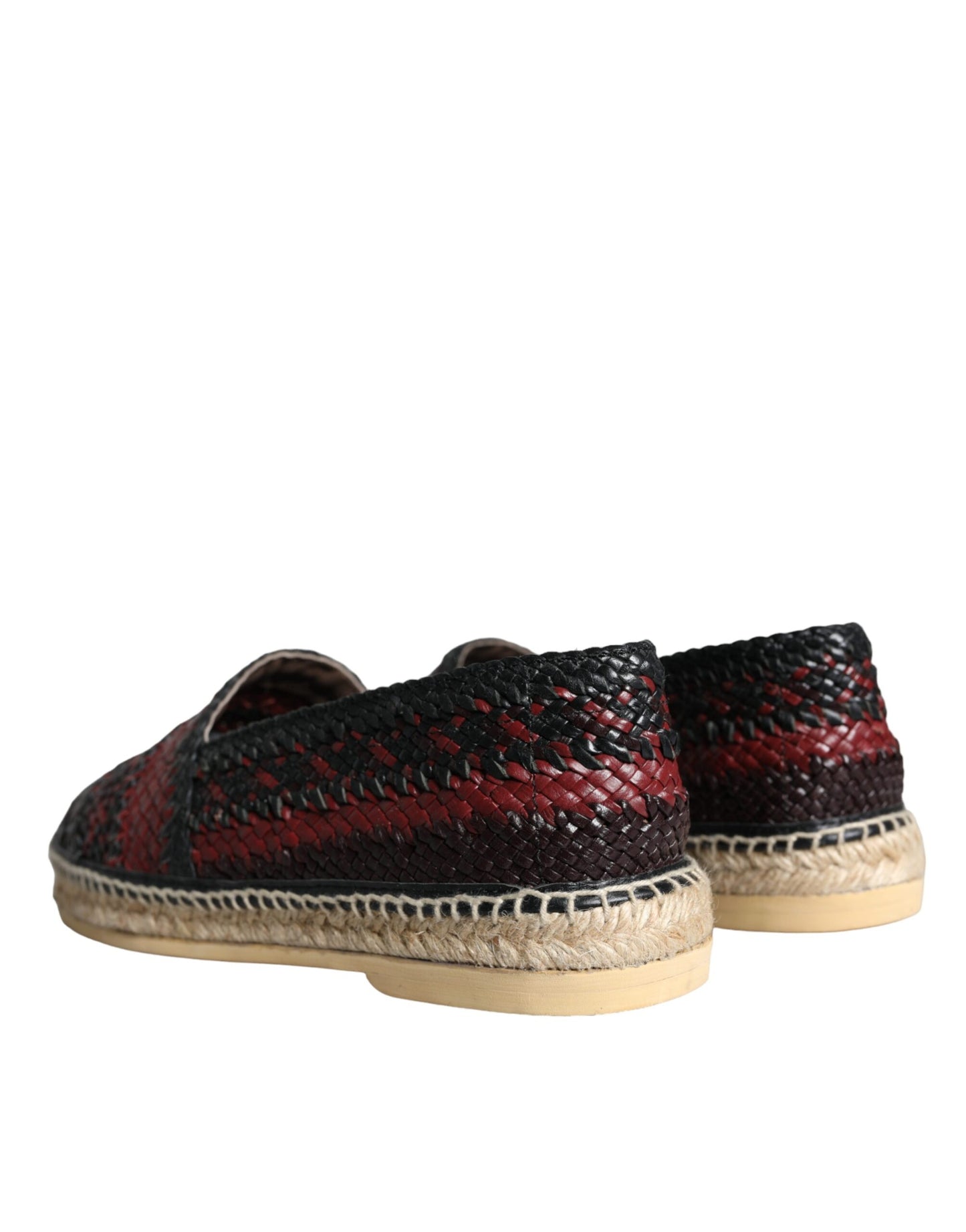 Dolce & Gabbana Black Maroon Woven Leather Buffalo Men Espadrille Shoes EU42 / US9