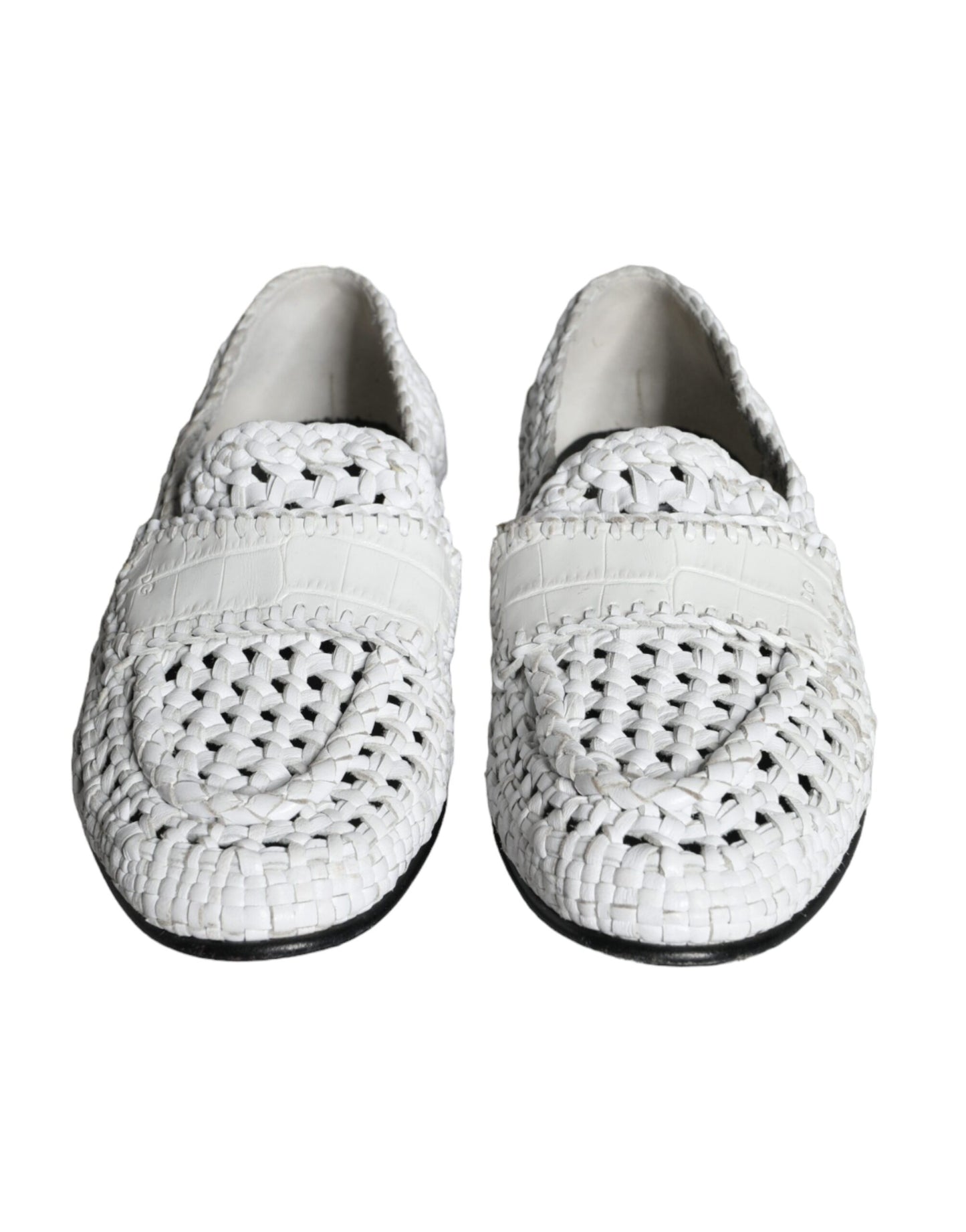 Dolce & Gabbana White Woven Leather Slip On Loafers Men Shoes EU40 / US7