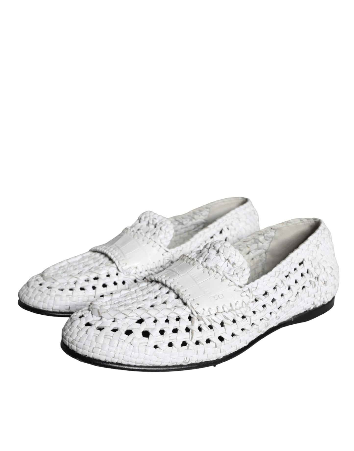 Dolce & Gabbana White Woven Leather Slip On Loafers Men Shoes EU40 / US7