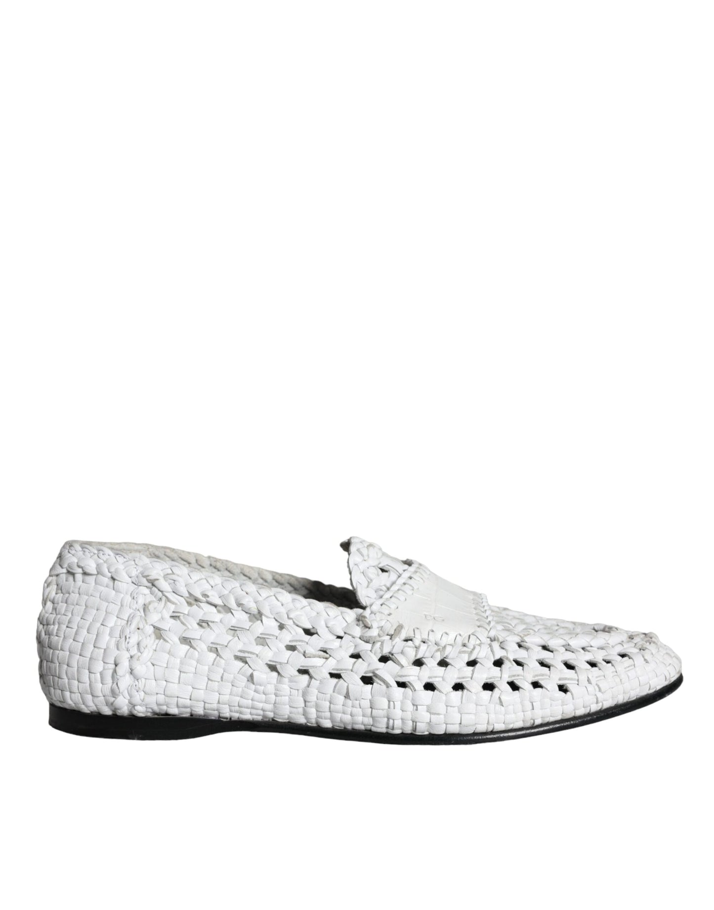 Dolce & Gabbana White Woven Leather Slip On Loafers Men Shoes EU40 / US7