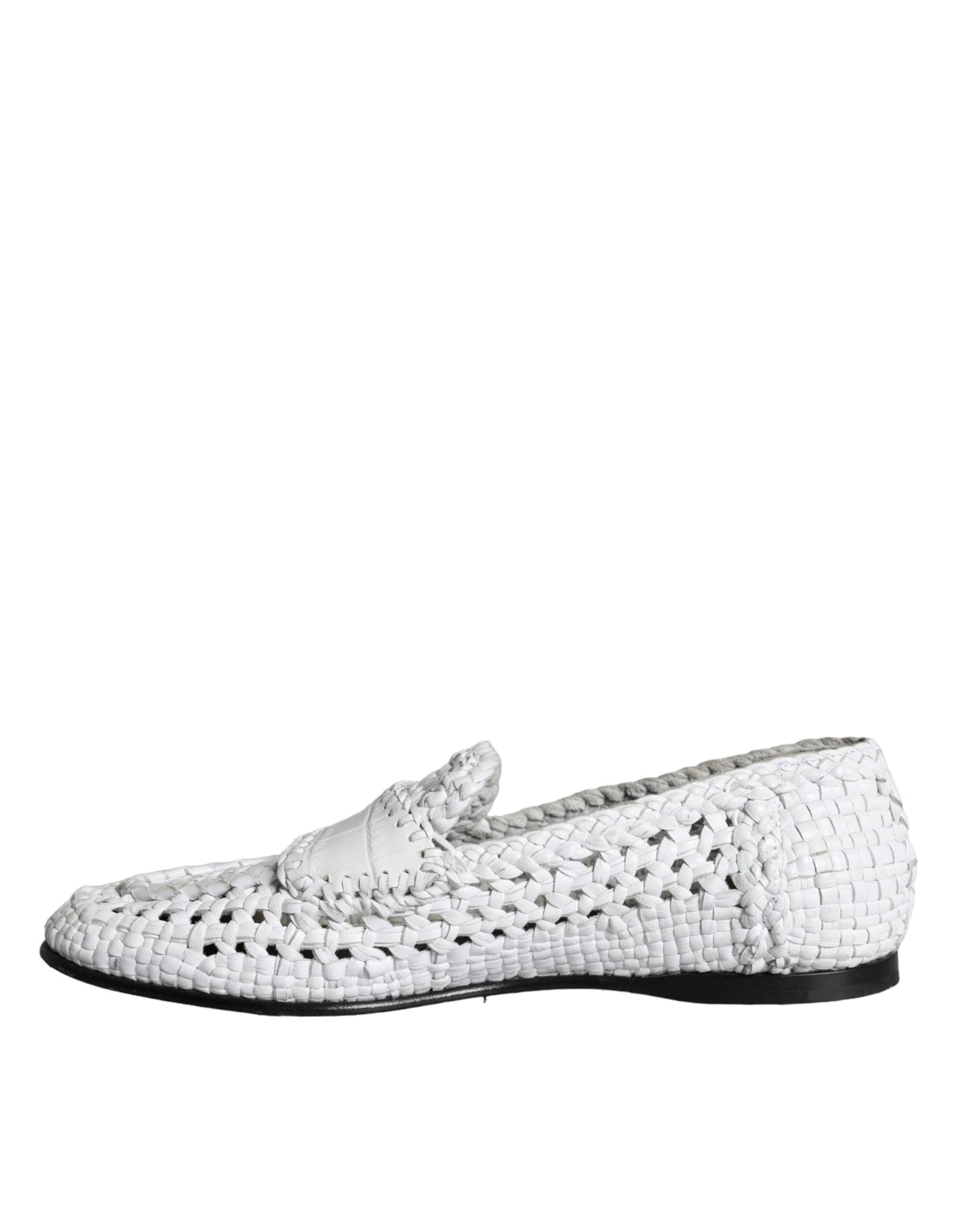 Dolce & Gabbana White Woven Leather Slip On Loafers Men Shoes EU40 / US7