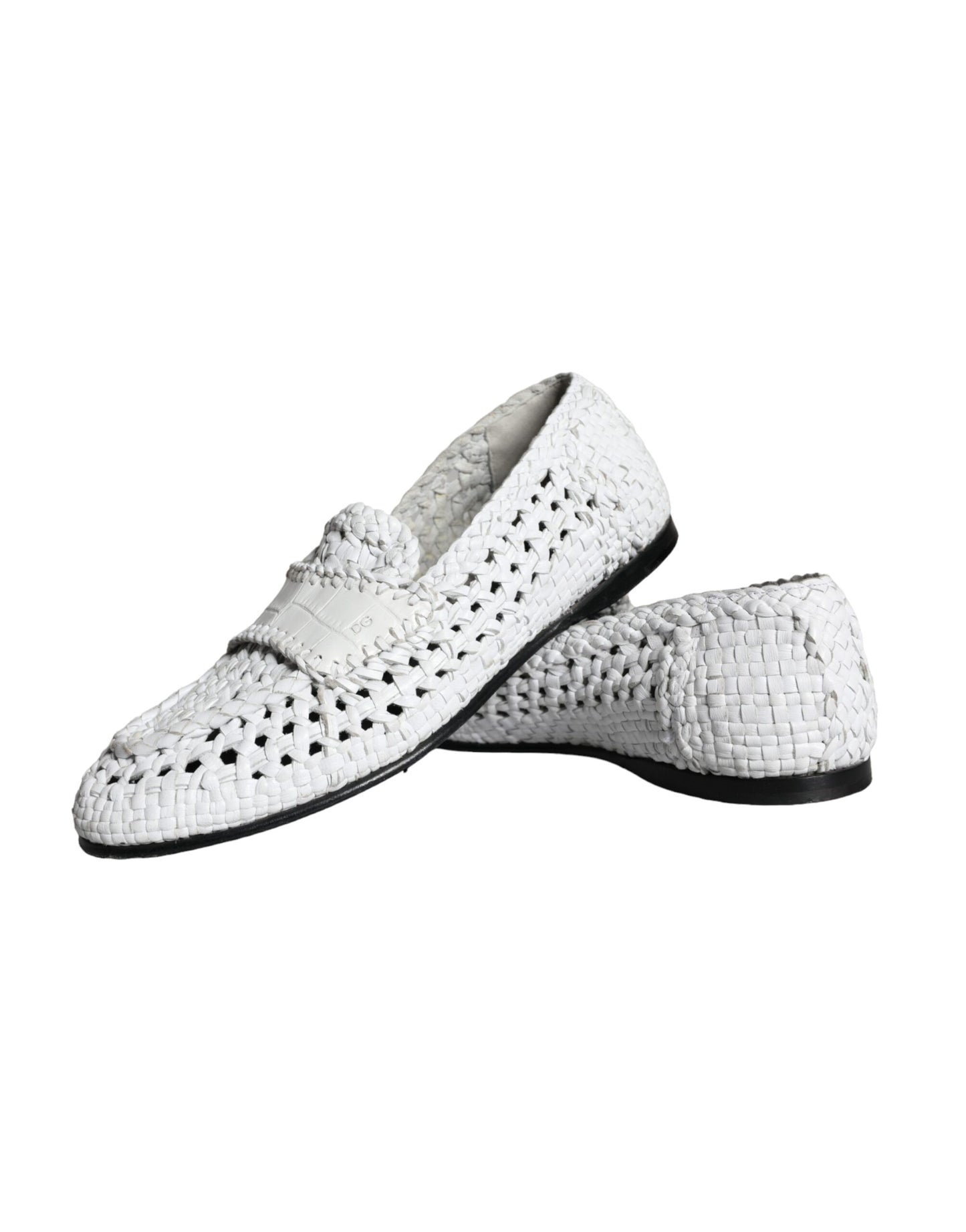 Dolce & Gabbana White Woven Leather Slip On Loafers Men Shoes EU40 / US7