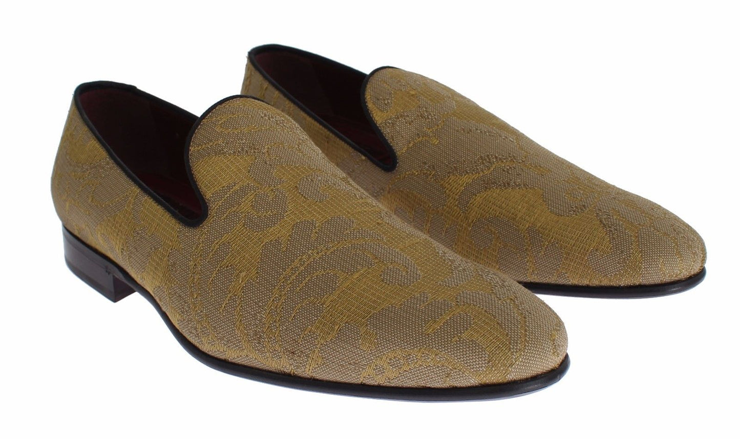 Dolce & Gabbana Golden Baroque Silk Dress Loafers EU39 / US6