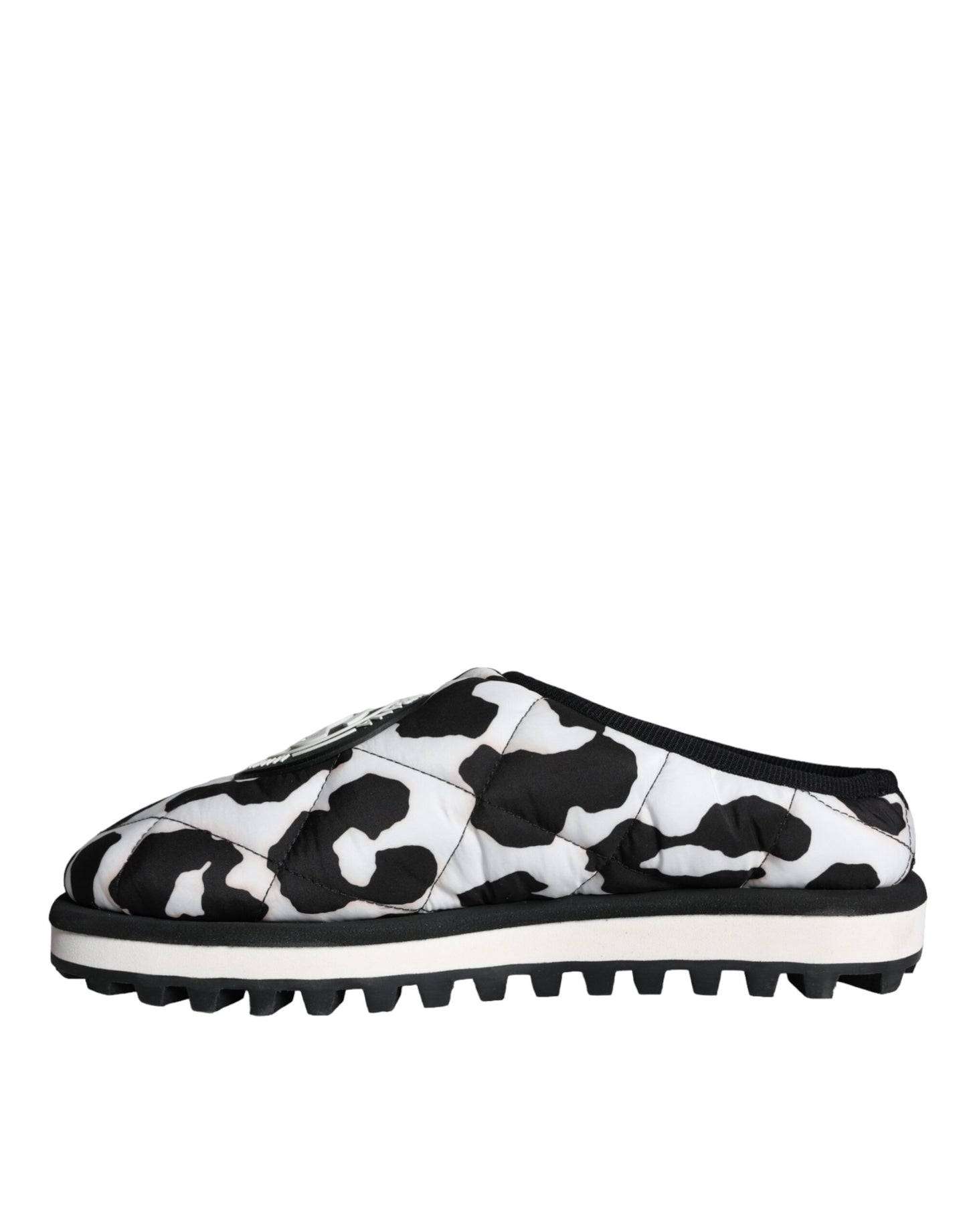 Dolce & Gabbana Black White Quilted Logo Sandals Slides Shoes EU44 / US11