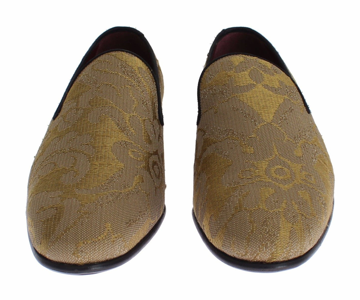 Dolce & Gabbana Golden Baroque Silk Dress Loafers EU39 / US6