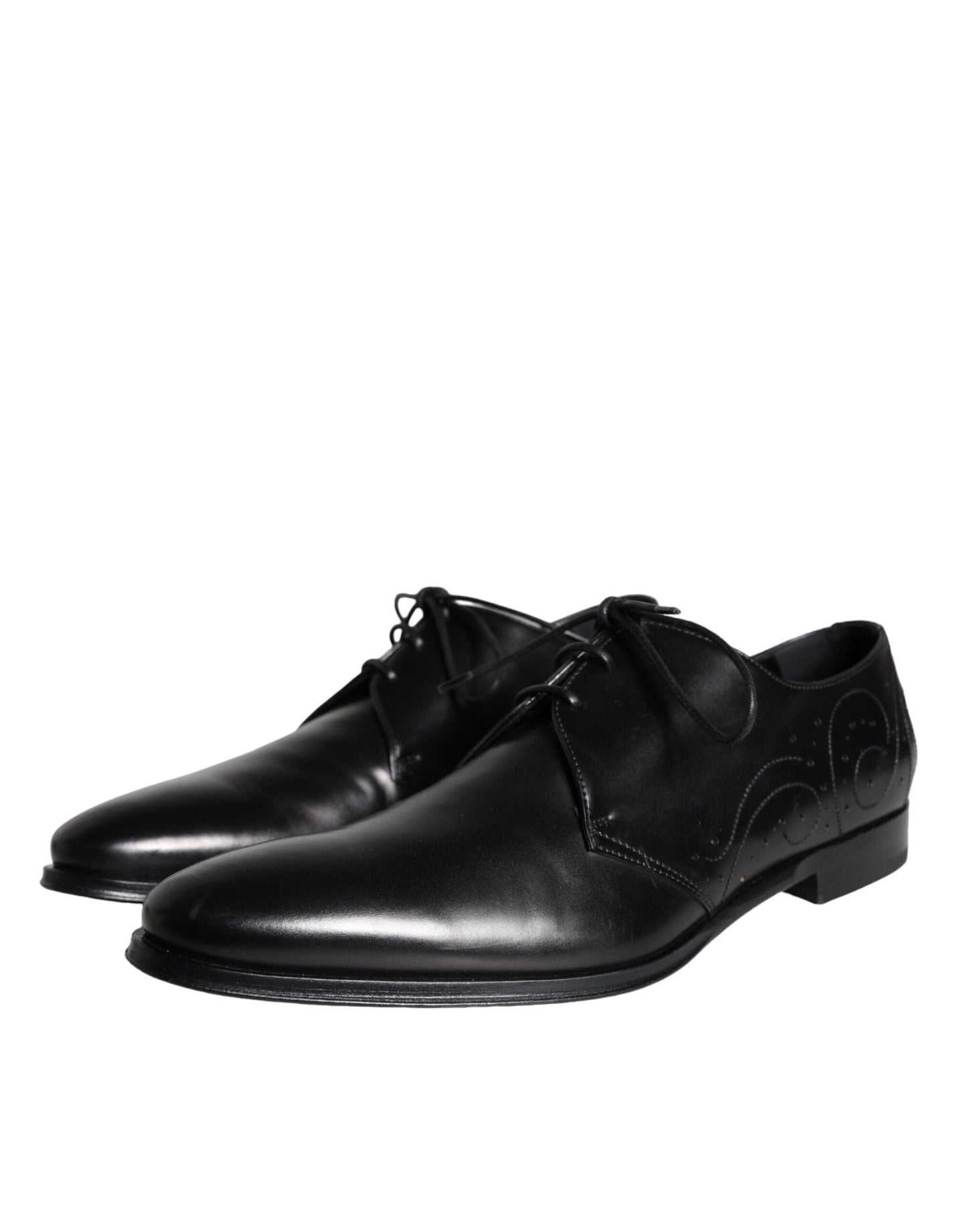 Dolce & Gabbana Black Calfskin Leather Derby Men Dress Shoes EU43 / US10