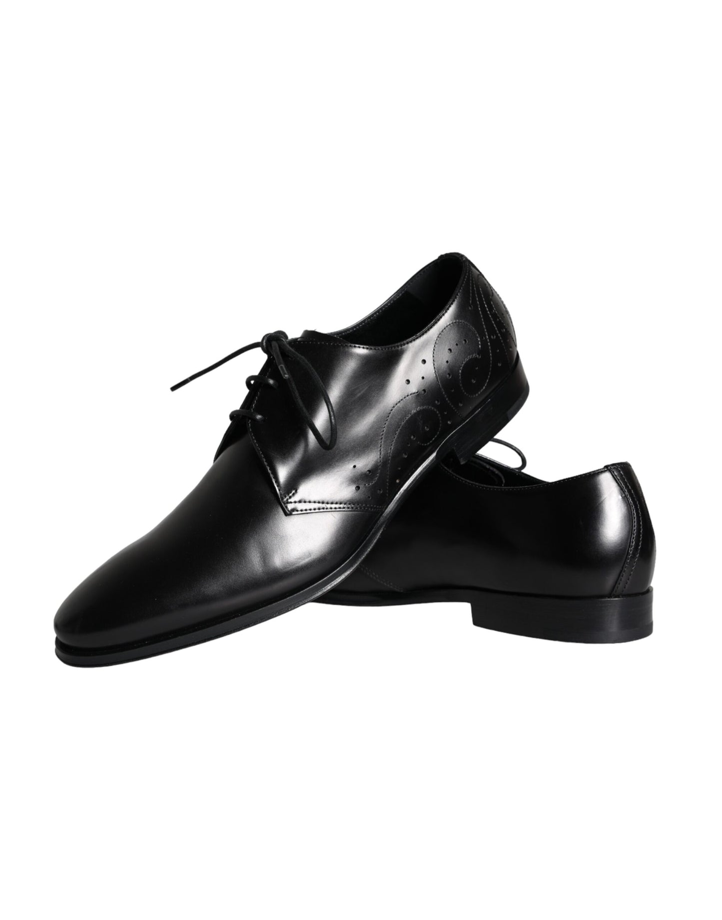 Dolce & Gabbana Black Calfskin Leather Derby Men Dress Shoes EU43 / US10