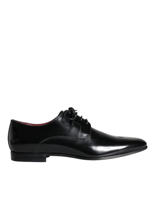 Dolce & Gabbana Black Calfskin Leather Derby Dress Men Shoes EU43 / US10