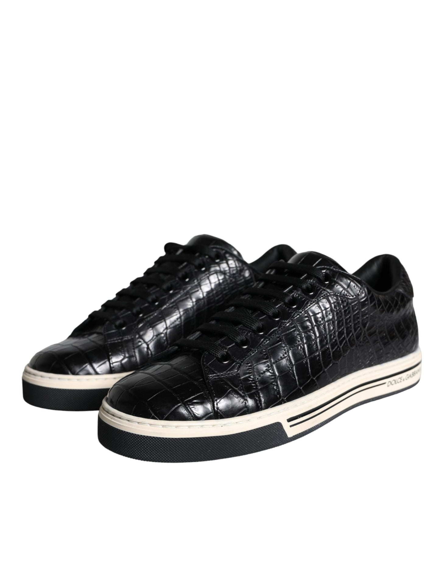 Dolce & Gabbana Black Leather Men Low Top Sneakers Shoes EU39 / US6