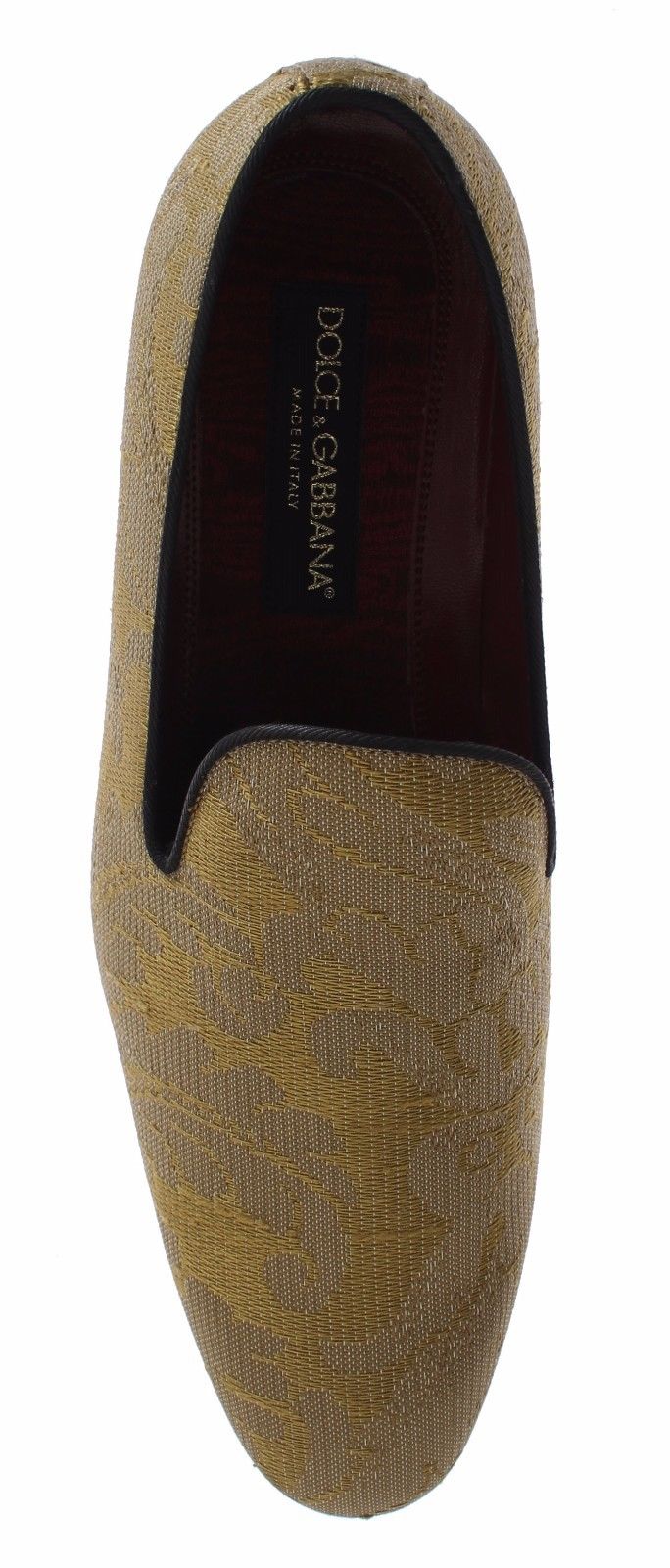 Dolce & Gabbana Golden Baroque Silk Dress Loafers EU39 / US6