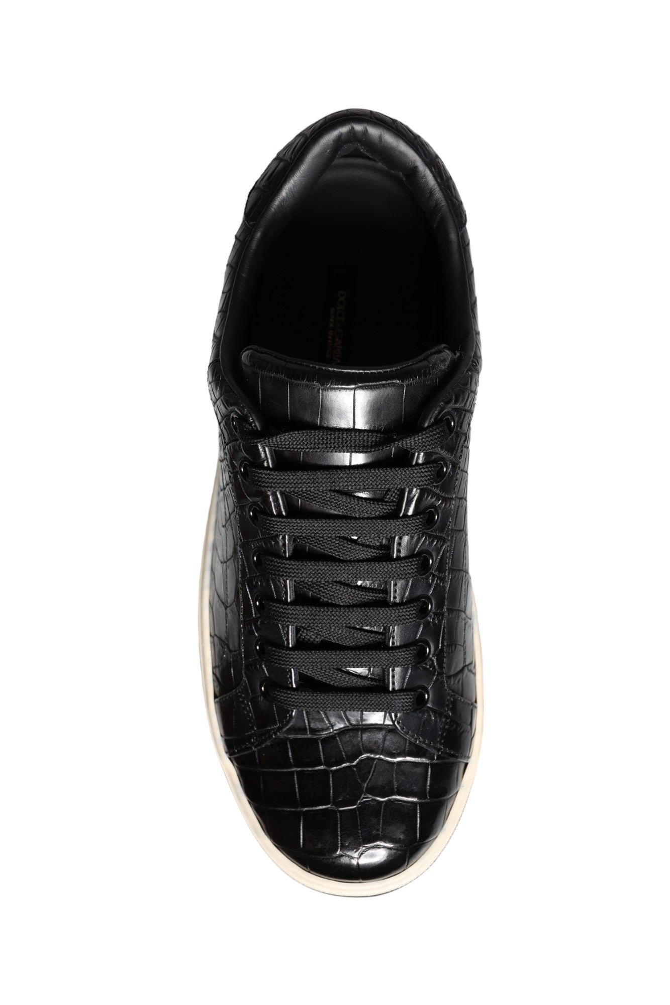 Dolce & Gabbana Black Leather Men Low Top Sneakers Shoes EU39 / US6