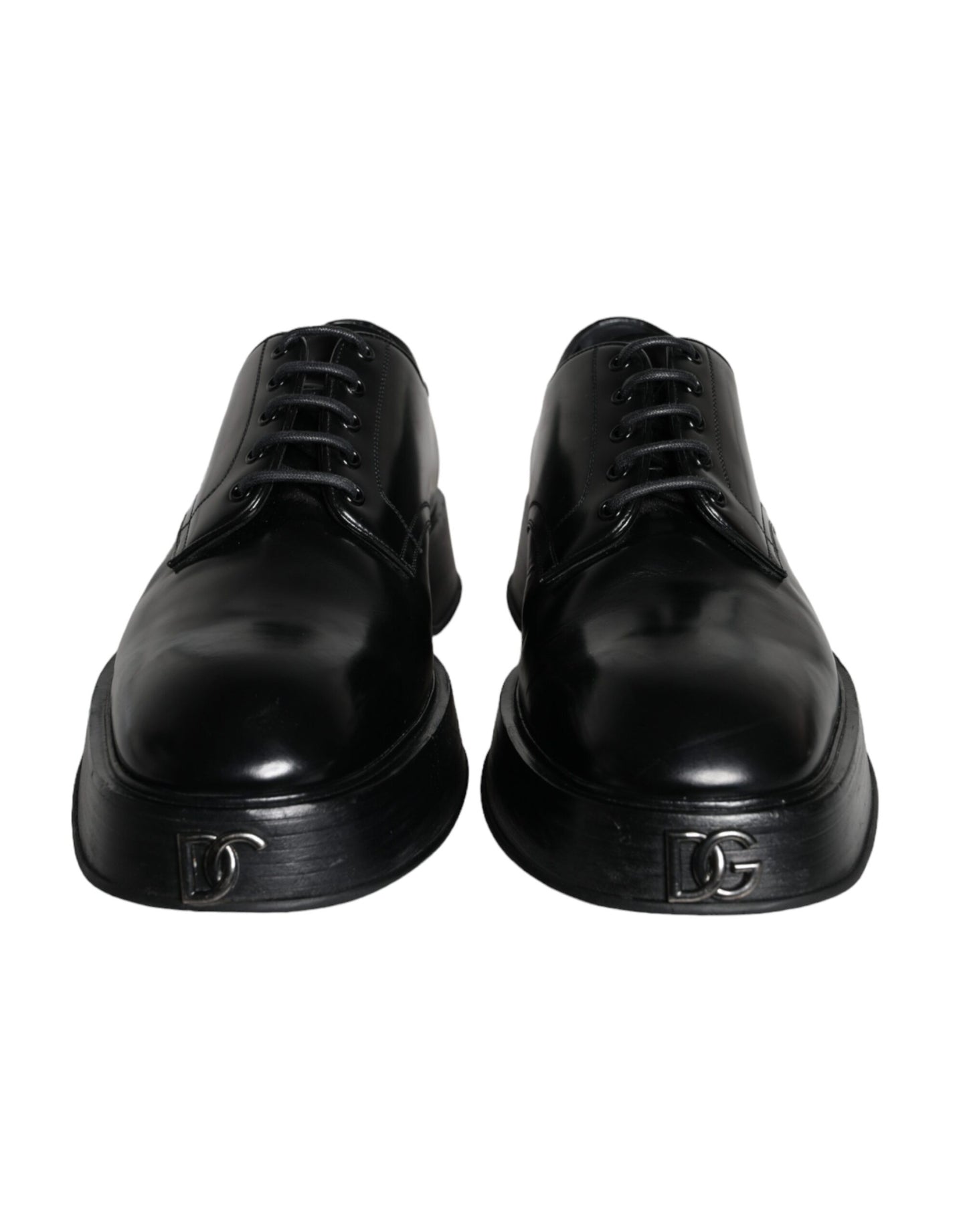 Dolce & Gabbana Black Calf Leather Derby Formal Dress Shoes EU45 / US12