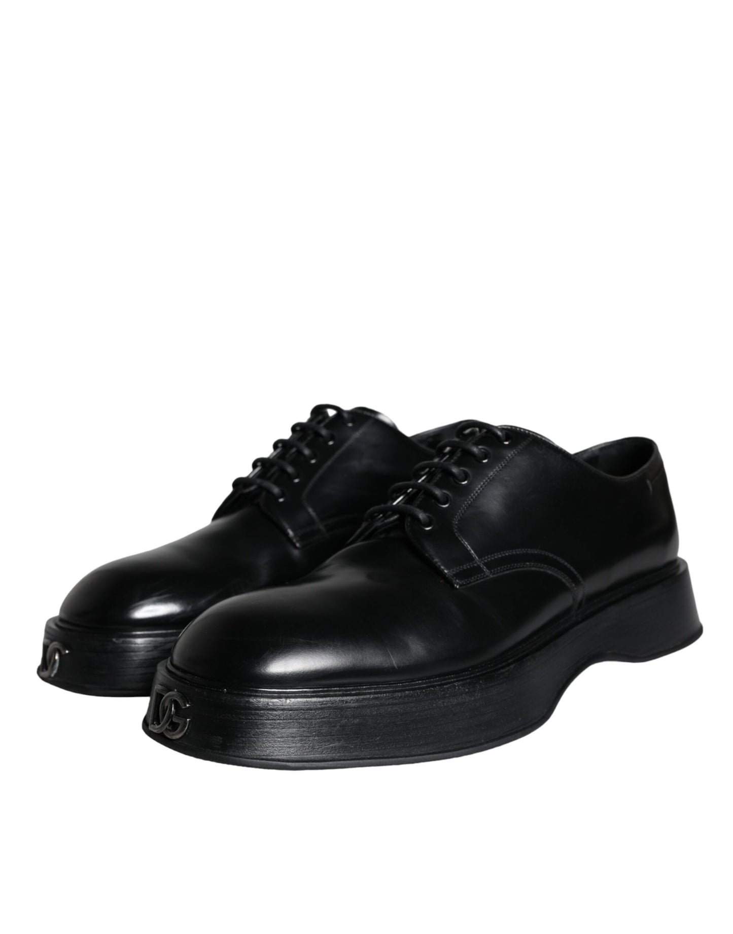 Dolce & Gabbana Black Calf Leather Derby Formal Dress Shoes EU45 / US12