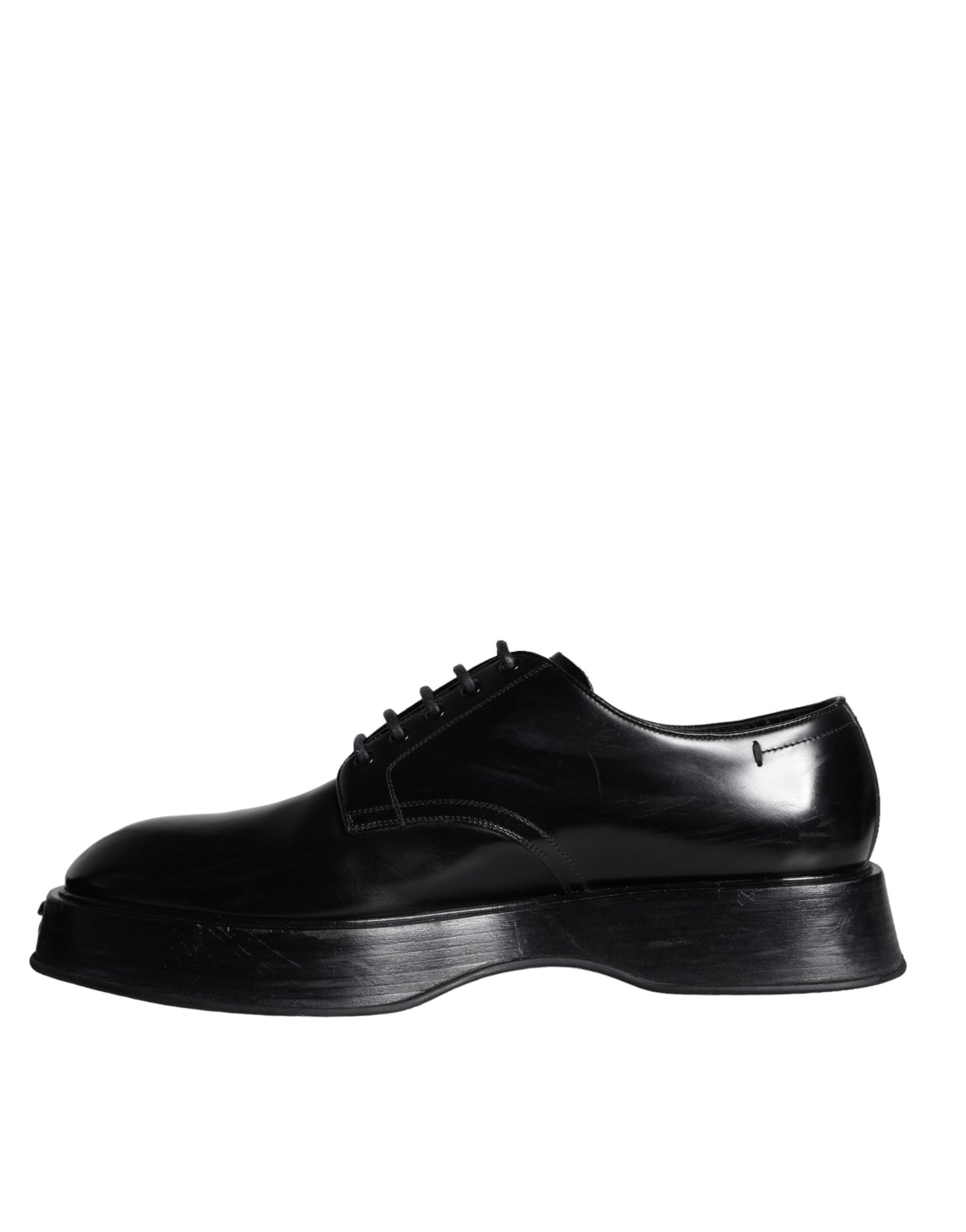 Dolce & Gabbana Black Calf Leather Derby Formal Dress Shoes EU45 / US12